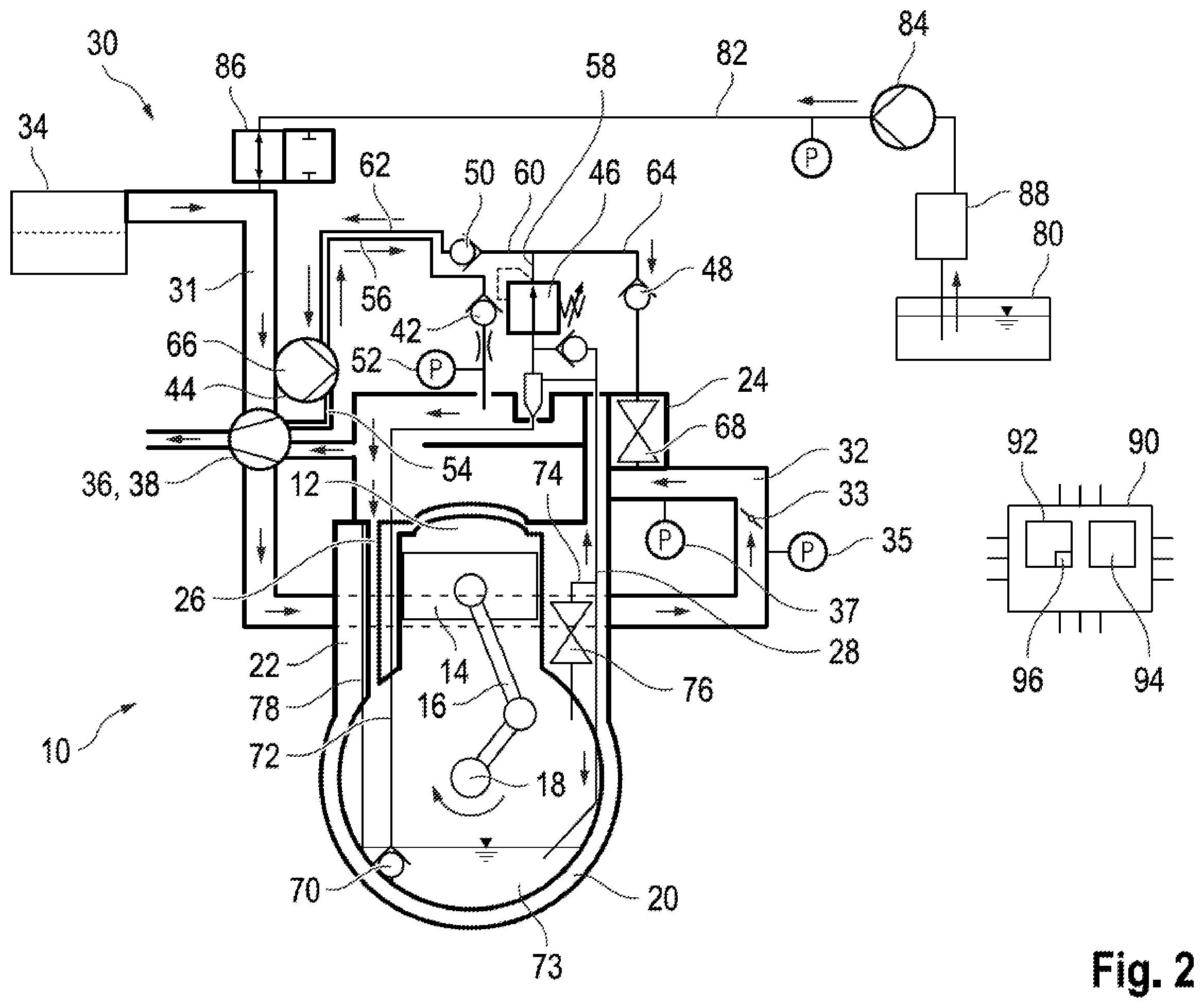 Patent US12366187 Figure 2 – Method for diagnosing a crankcase system of an internal combustion engine, and internal combustion engine