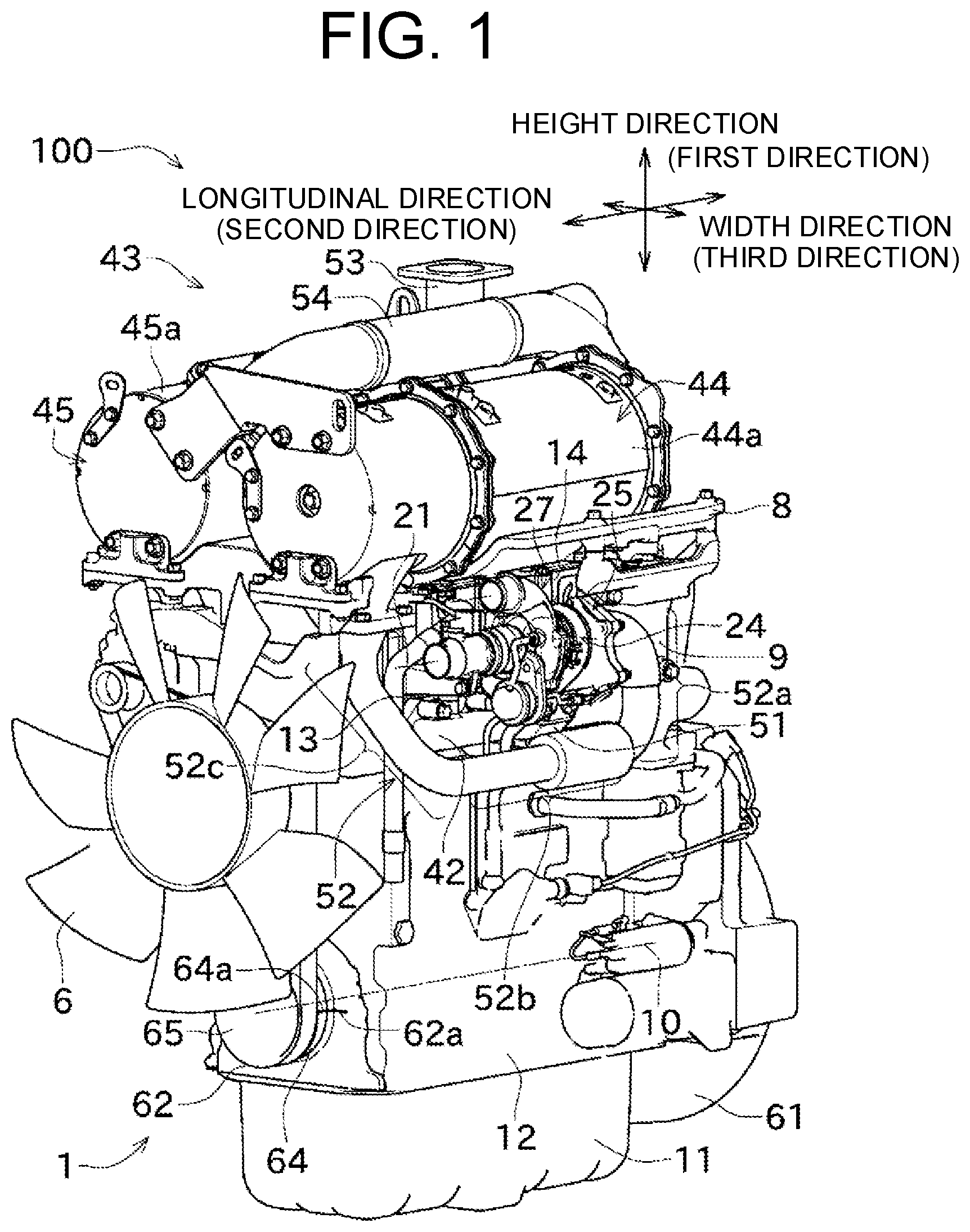Patent US12366195 Figure 1 – Turbocharged engine arrangement