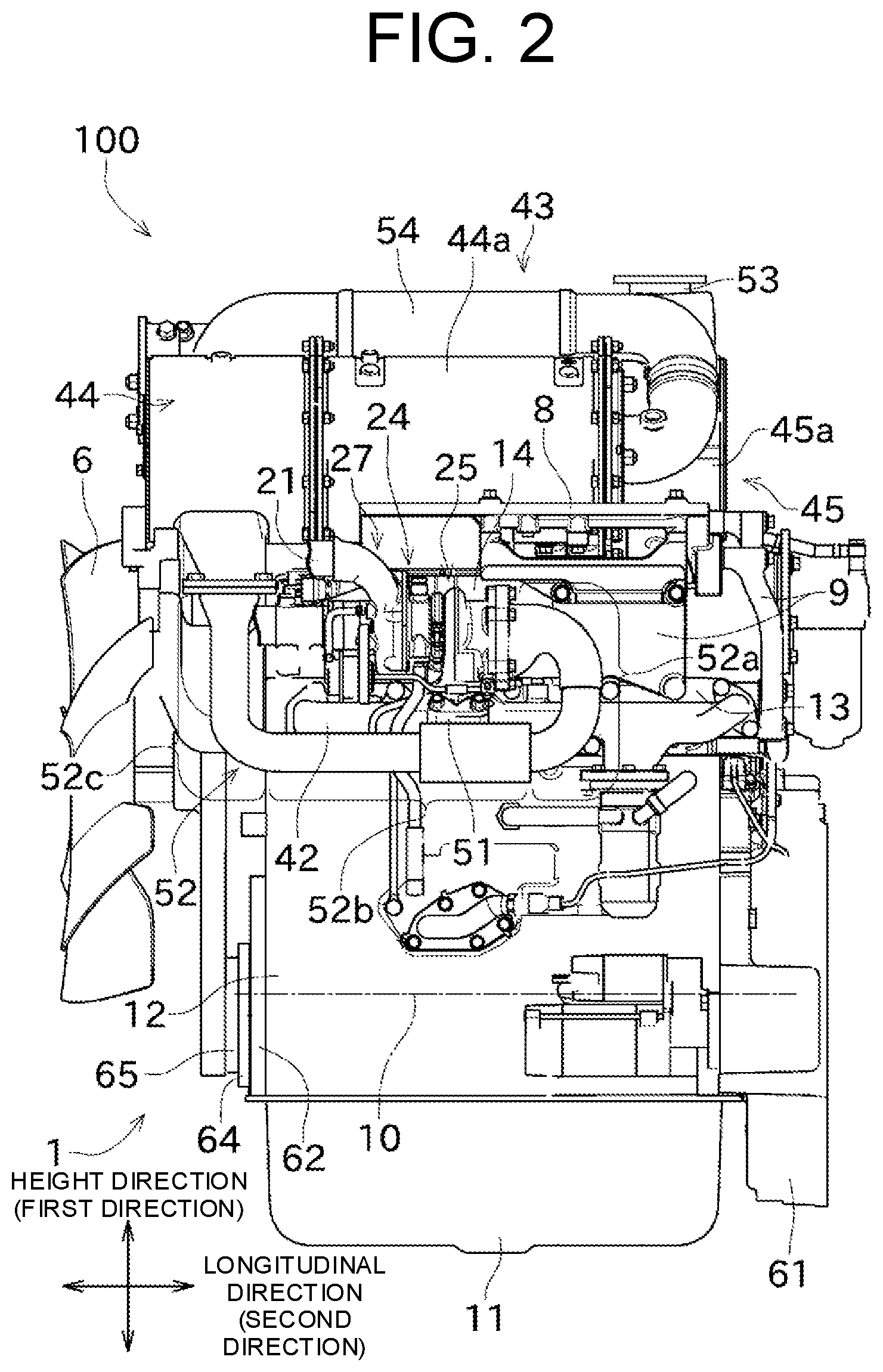 Patent US12366195 Figure 2 – Turbocharged engine arrangement