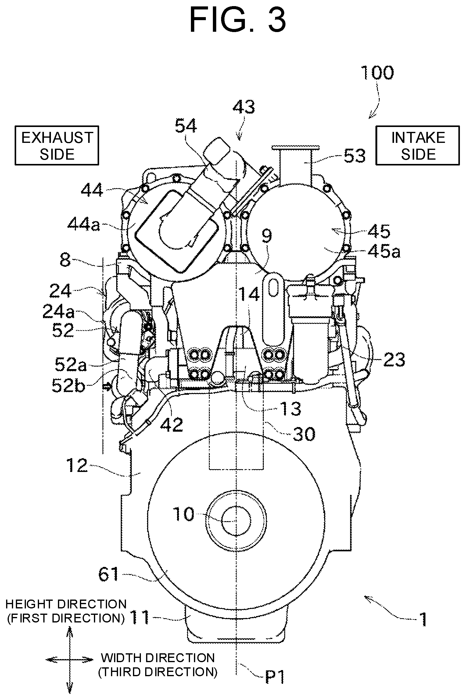 Patent US12366195 Figure 3 – Turbocharged engine arrangement