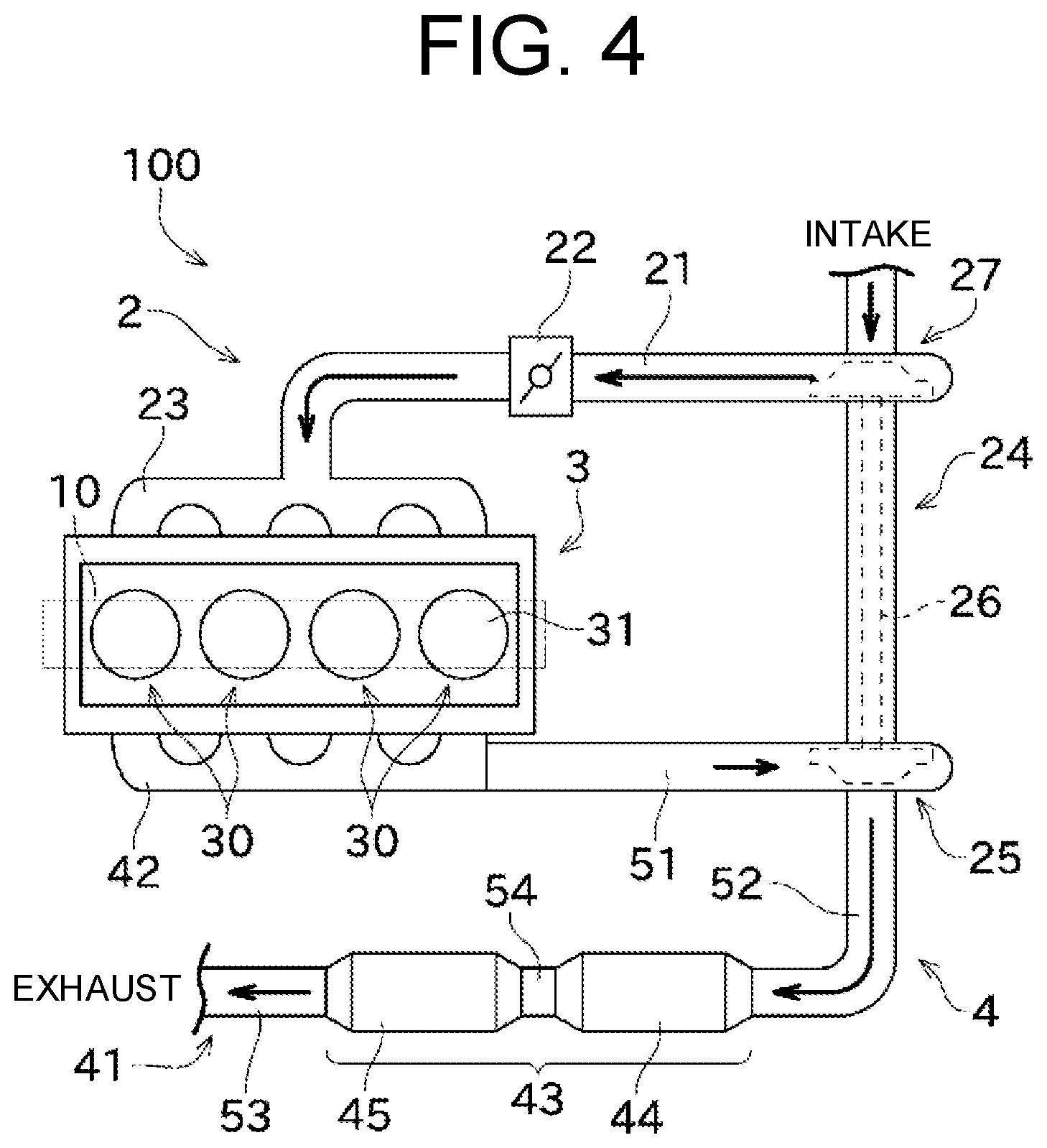 Patent US12366195 Figure 4 – Turbocharged engine arrangement