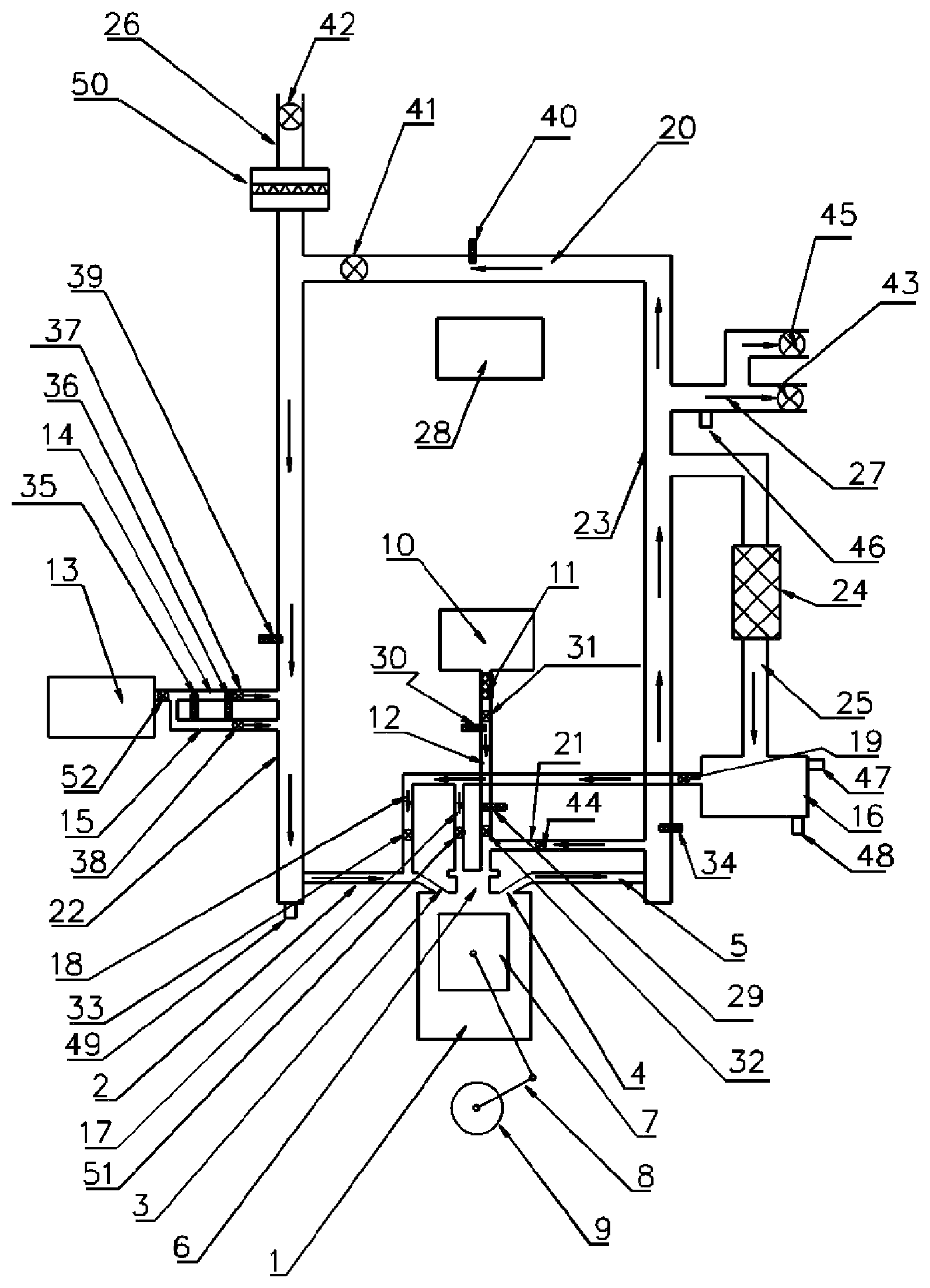Patent US12366198 Figure 1 – Hydrogen-oxygen cycle engine and using method therefor