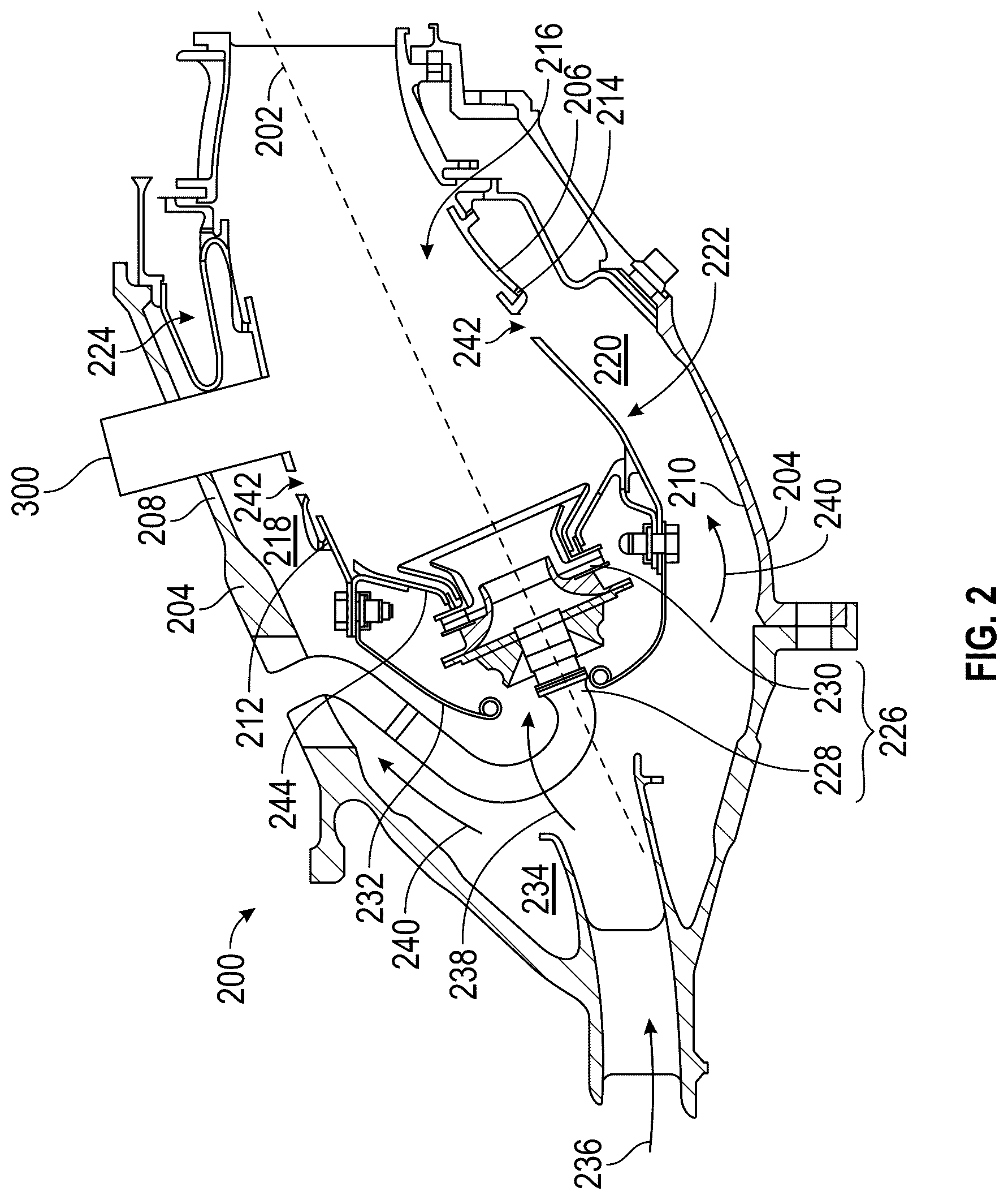 Patent US12366203 Figure 2 – Turbine engine having a multicavity damper