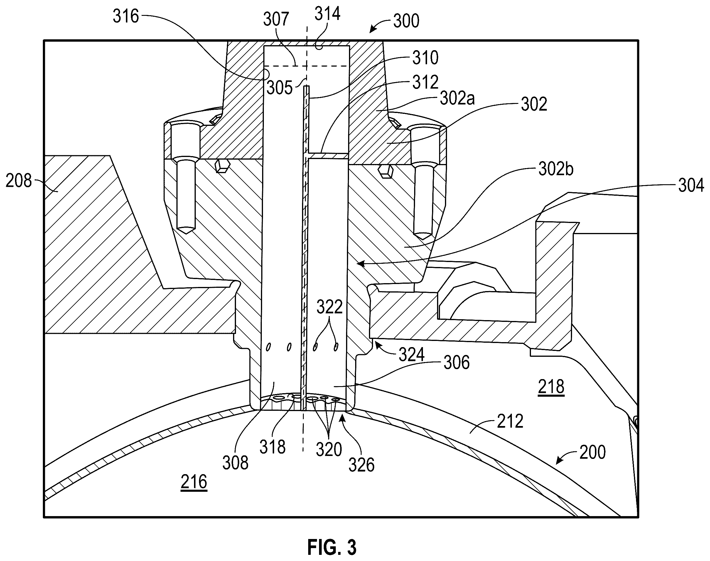 Patent US12366203 Figure 3 – Turbine engine having a multicavity damper