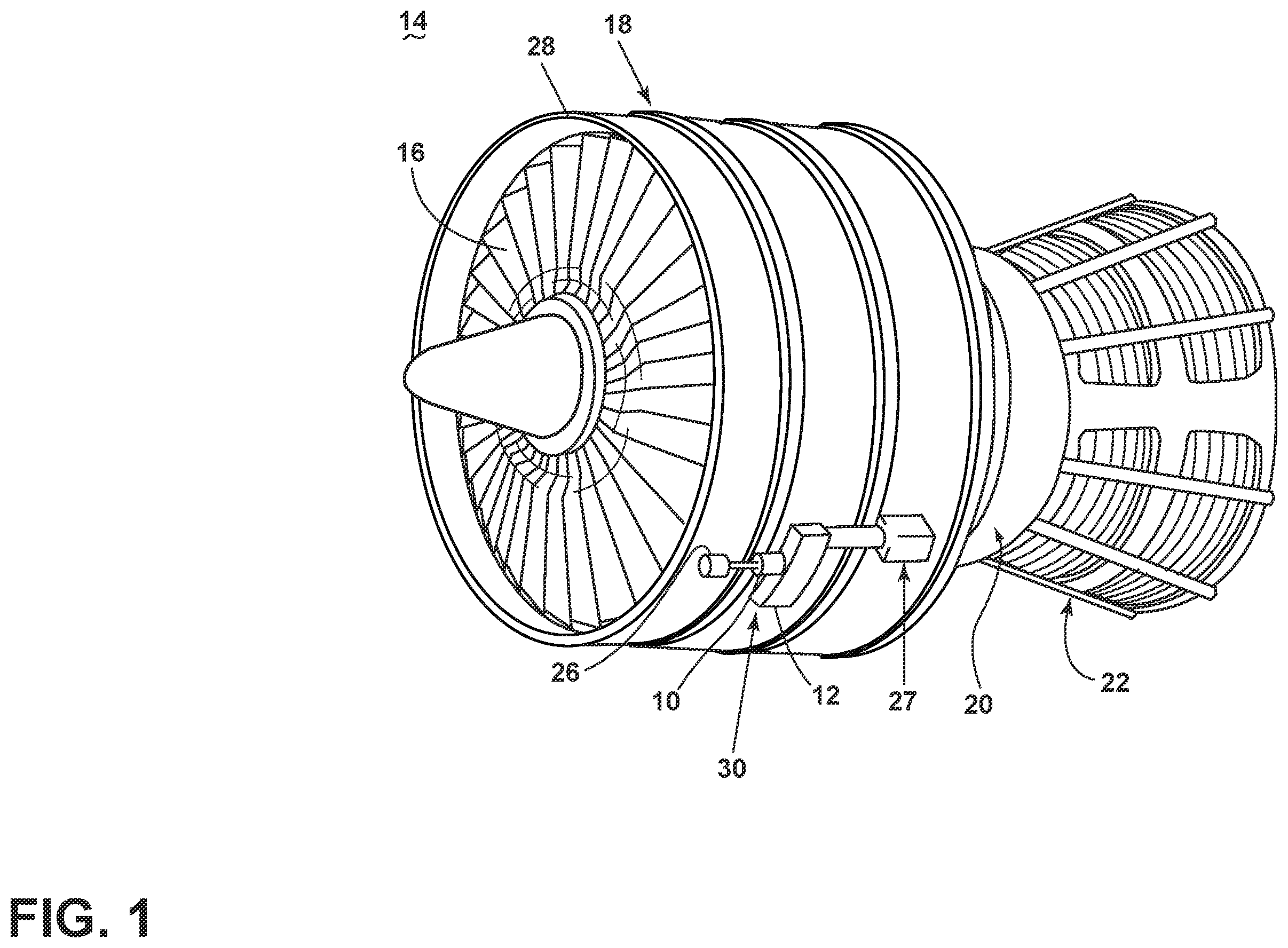 Patent US12366208 Figure 1 – Turbine engine including an engine starter assembly