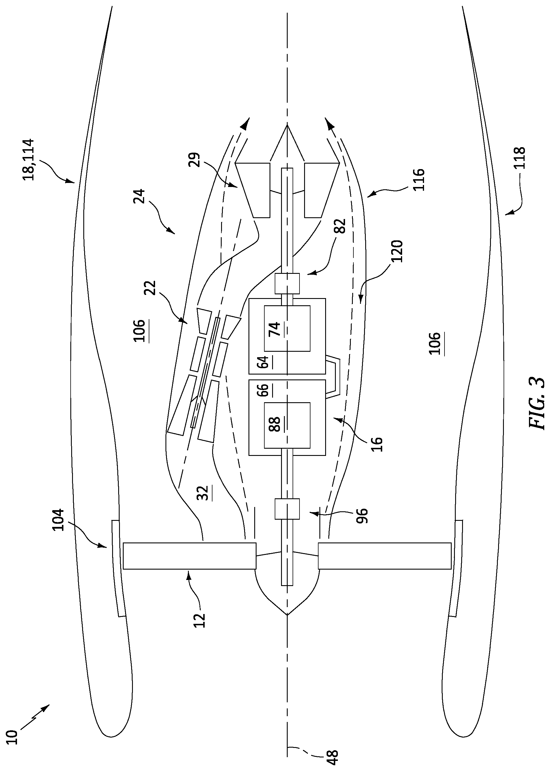 Patent US12366209 Figure 3 – Aircraft powerplant with electric powertrain