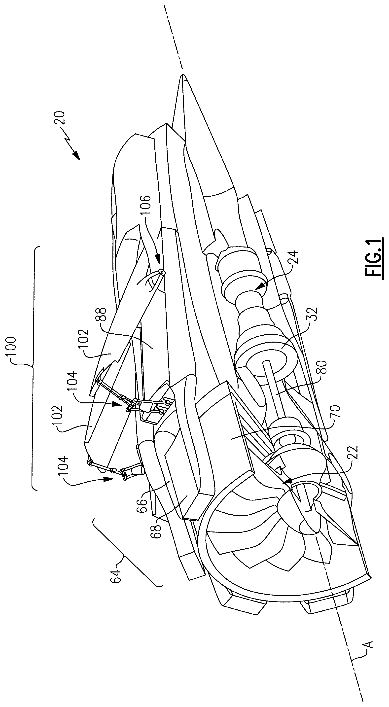 Patent US12366216 Figure 1 – Thrust reverser in condenser exit duct