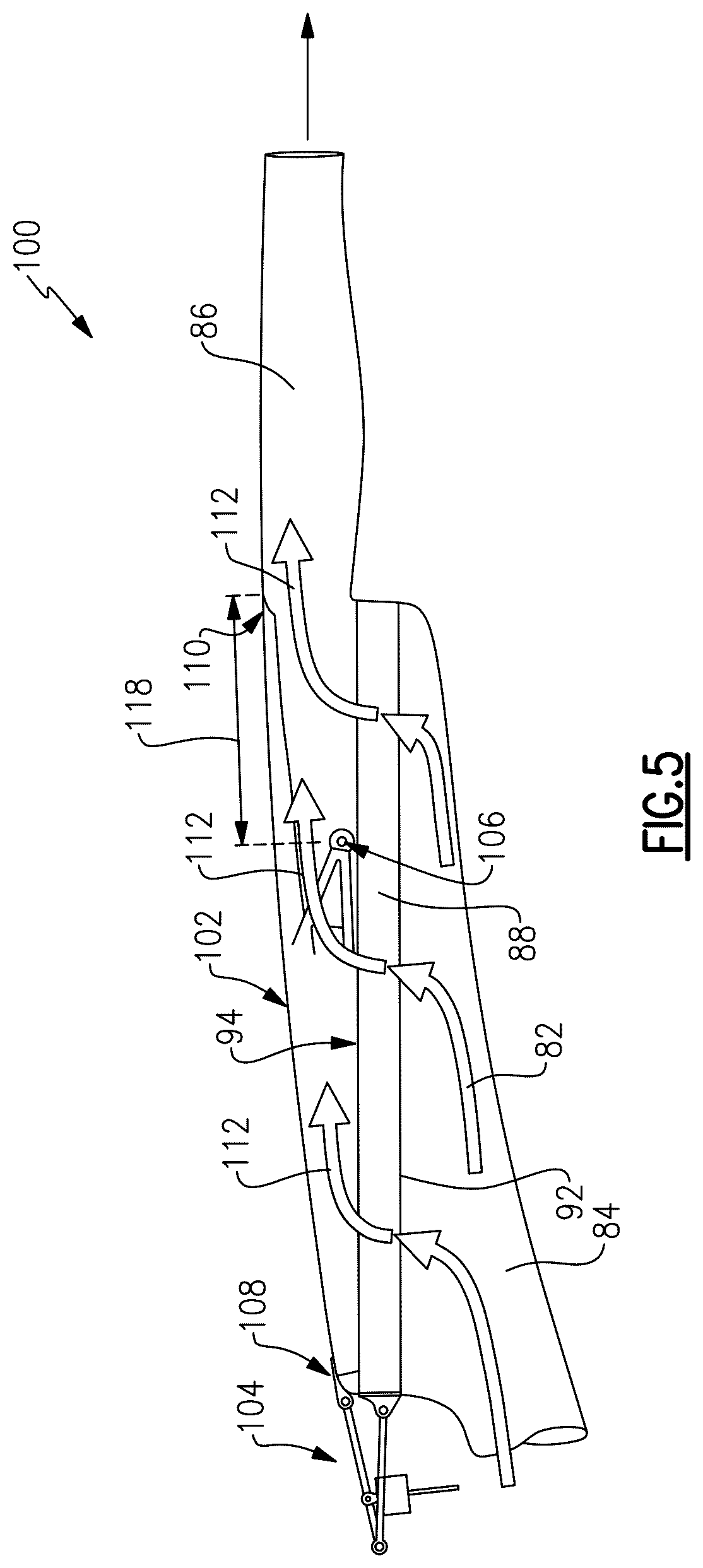 Patent US12366216 Figure 5 – Thrust reverser in condenser exit duct