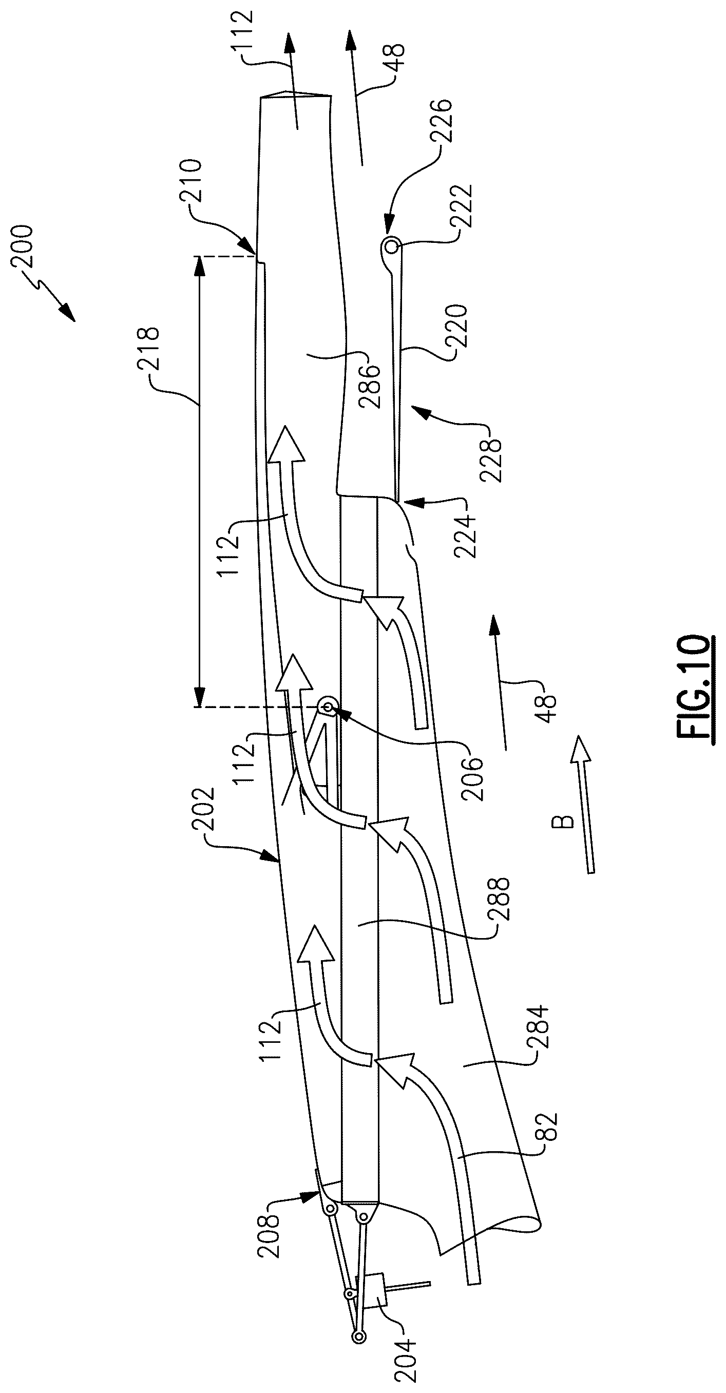Patent US12366216 Figure 10 – Thrust reverser in condenser exit duct