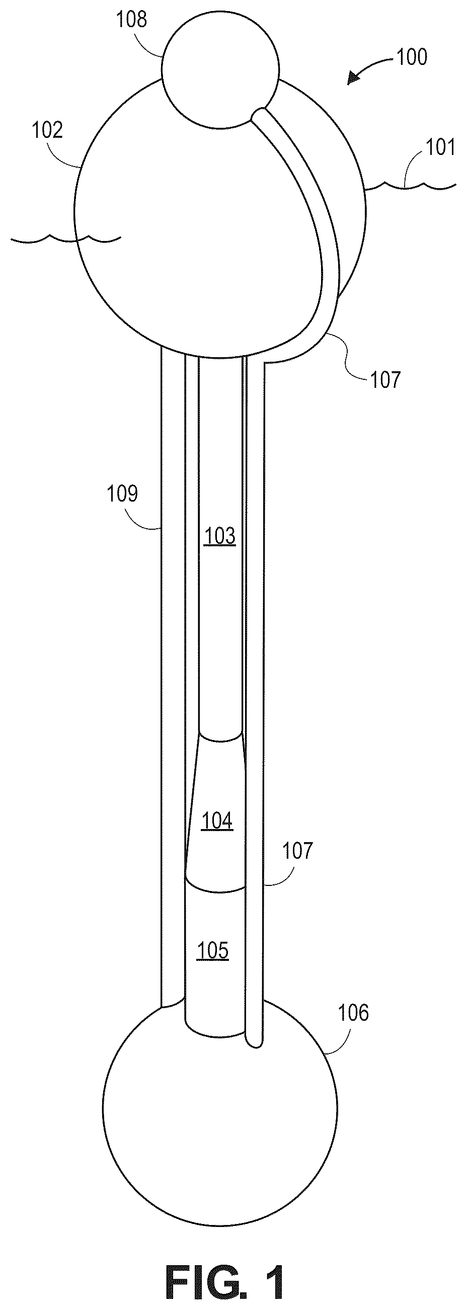 Patent US12366223 — Recirculating inertial hydrodynamic pump and wave engine — Figure 1