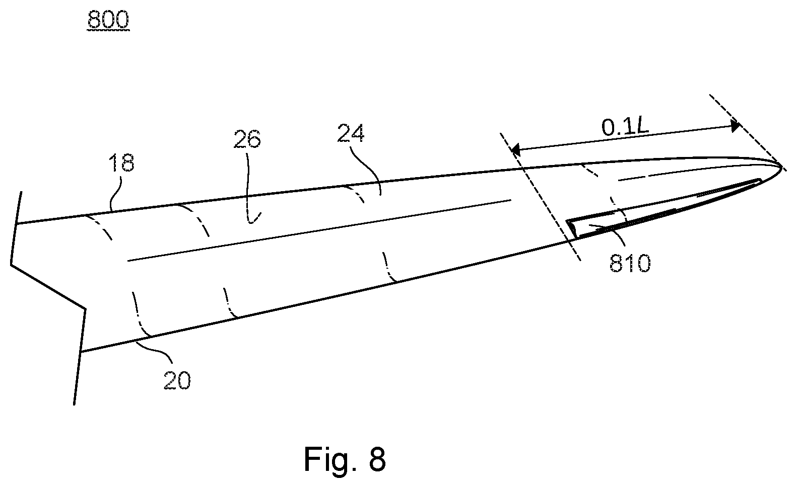 Patent US12366225 Figure 8 – Wind turbine blade with dampening of edgewise vibrations