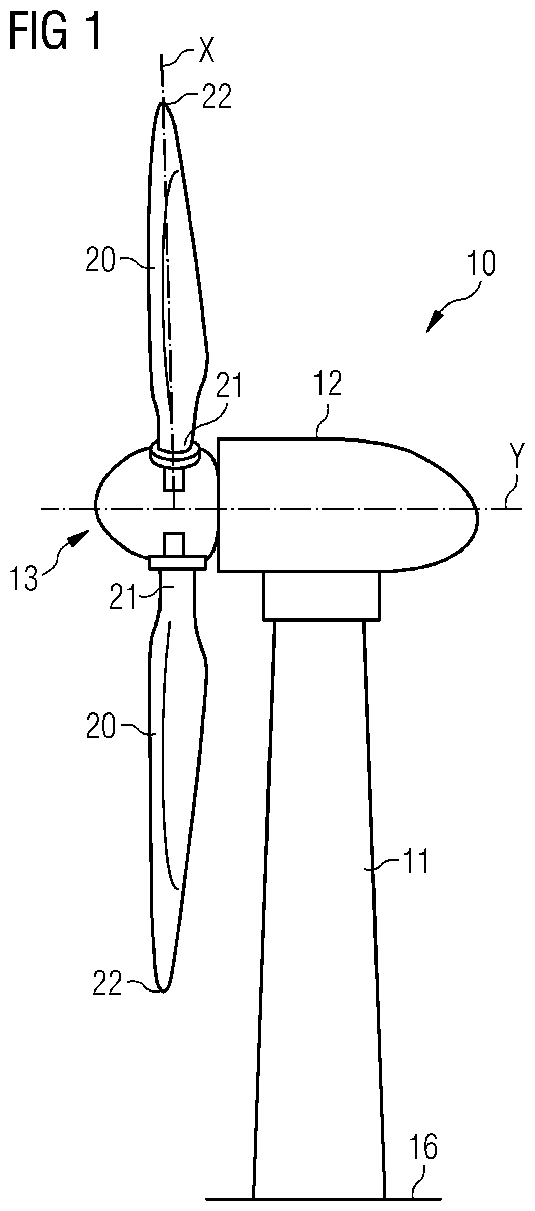 Patent US12366230 Figure 1 – Monitoring of blades in wind turbines