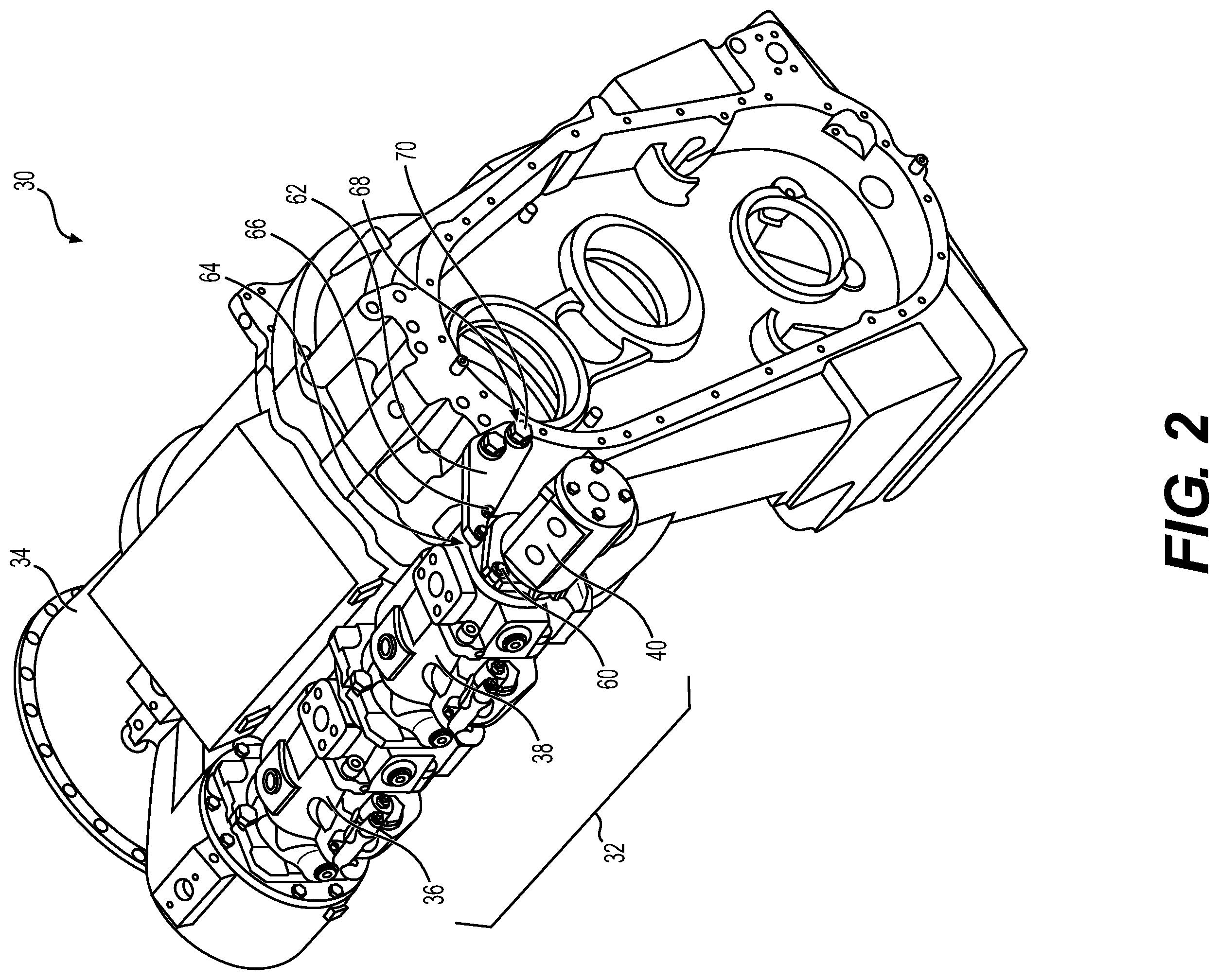 Patent US12366234 Figure 2 – Pump having a flange for mounting an auxiliary pump