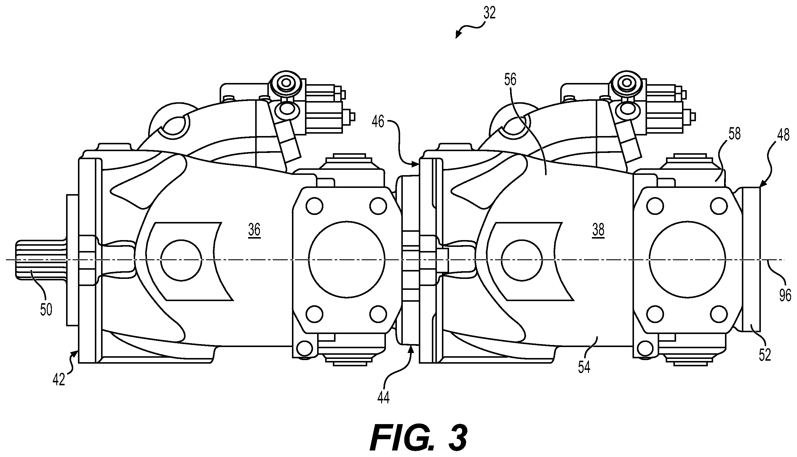 Patent US12366234 Figure 3 – Pump having a flange for mounting an auxiliary pump