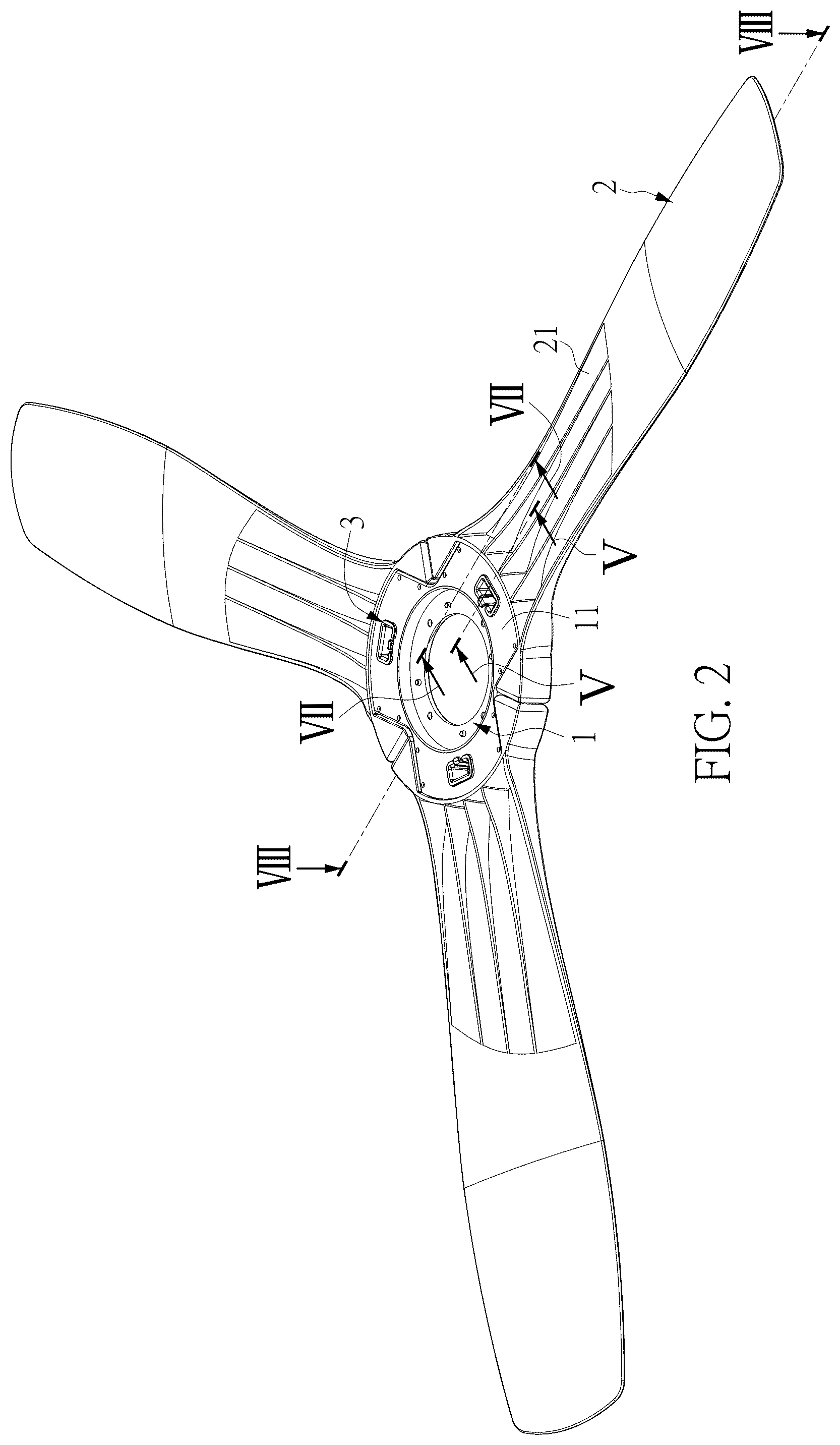 Patent US12366252 Figure 2 – Ceiling fan blade quick assembly structure