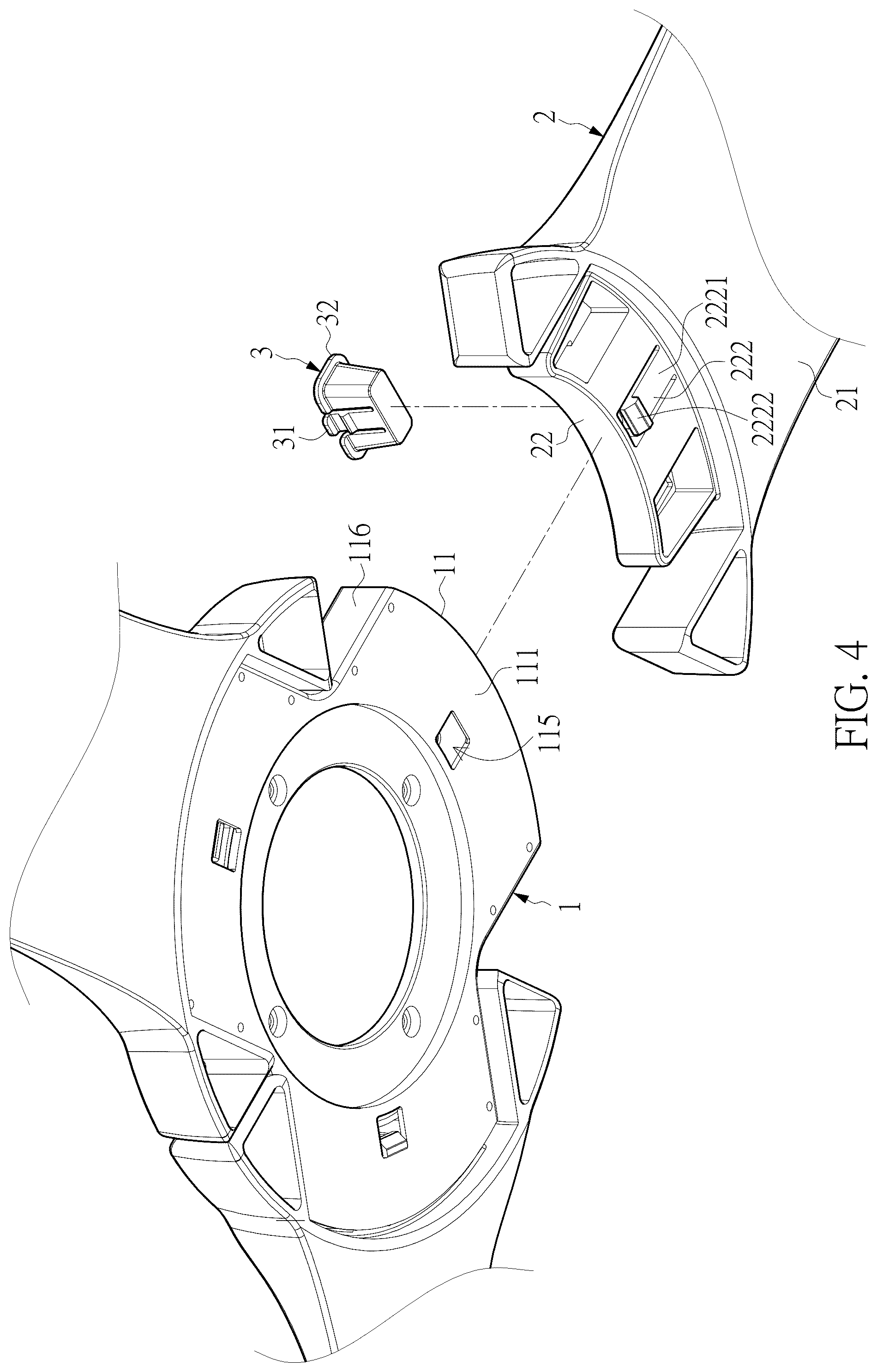 Patent US12366252 Figure 4 – Ceiling fan blade quick assembly structure