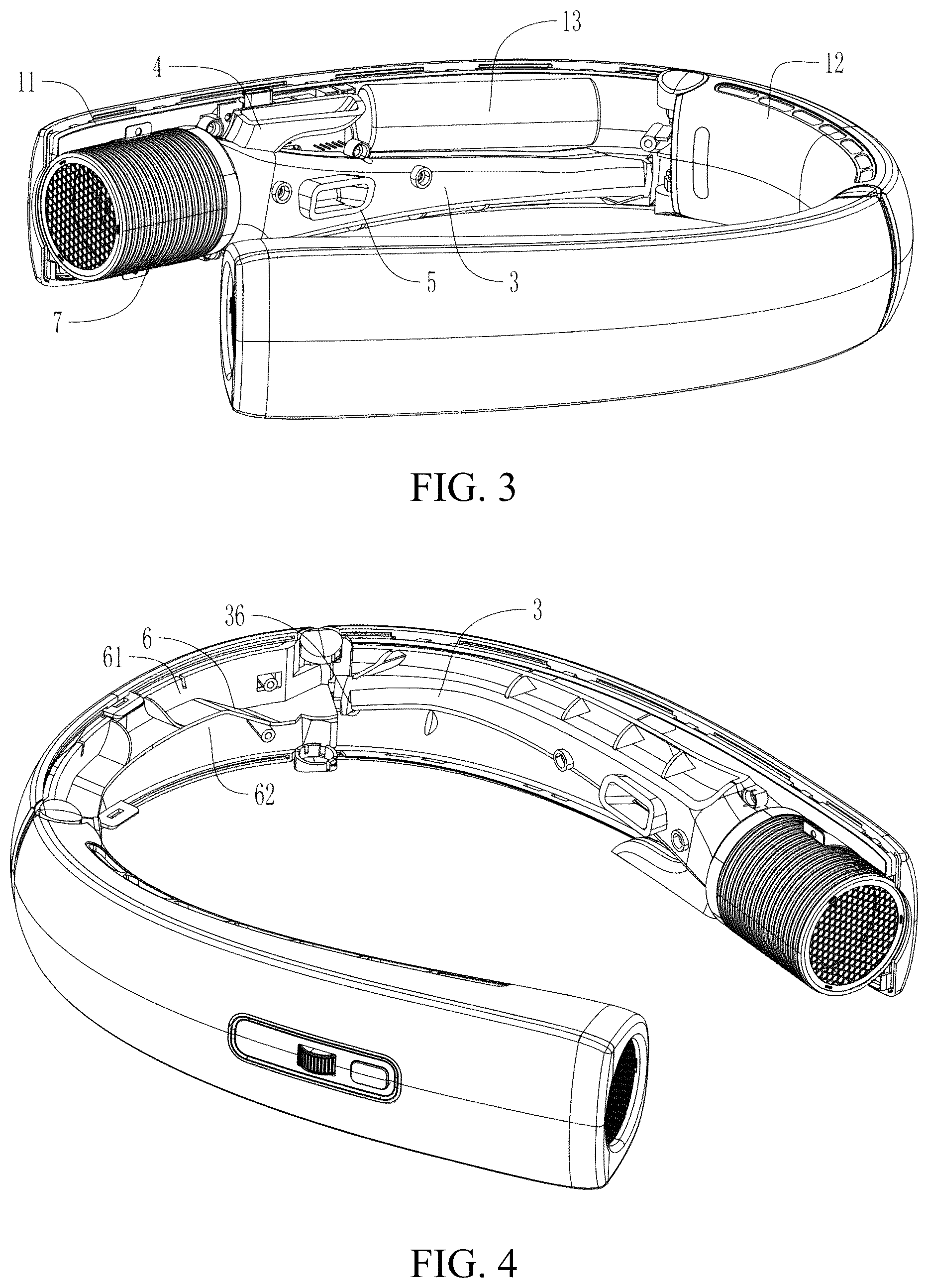 Patent US12366255 Figure 3 – Neck hanging fan