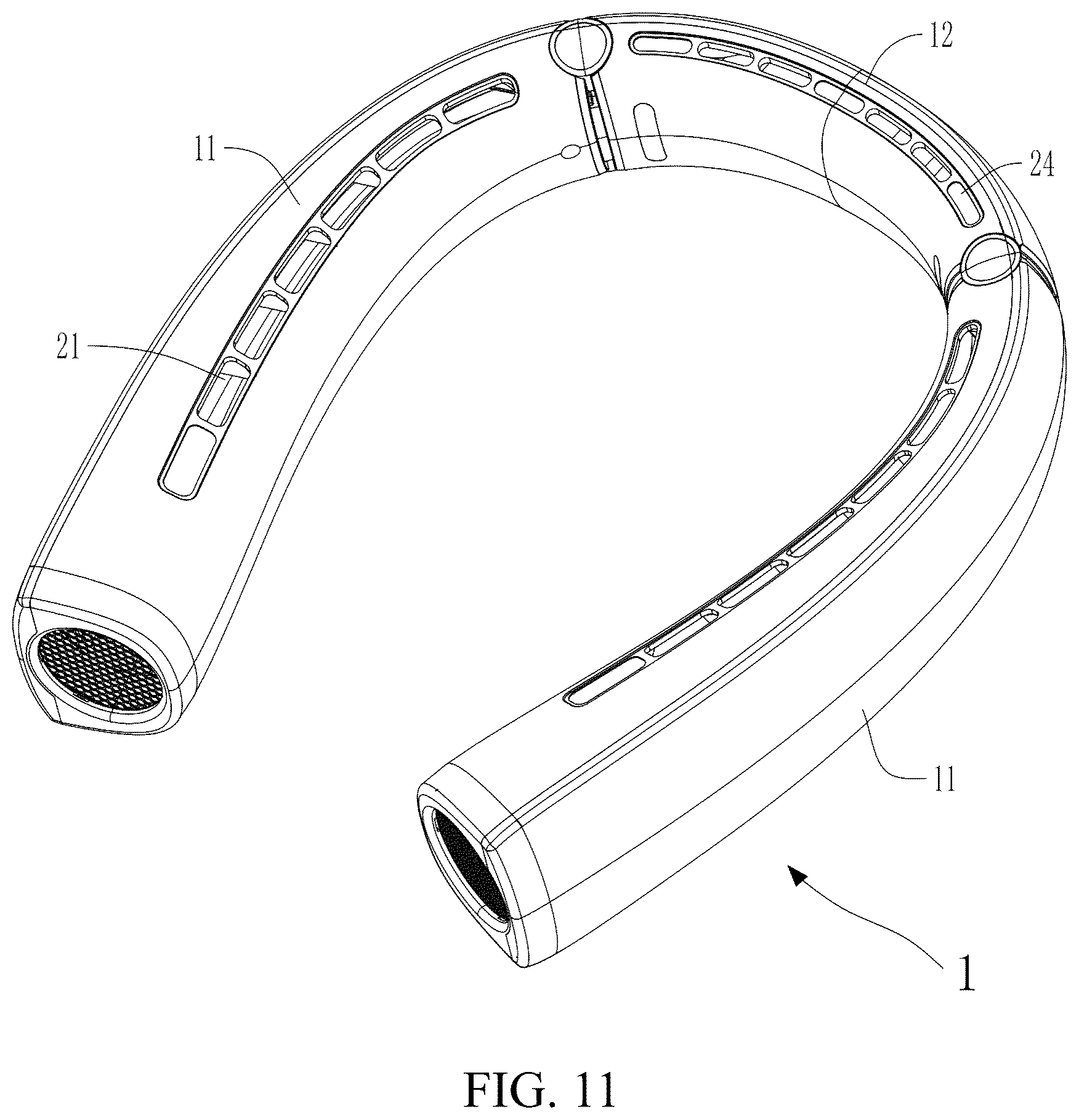 Patent US12366255 Figure 9 – Neck hanging fan