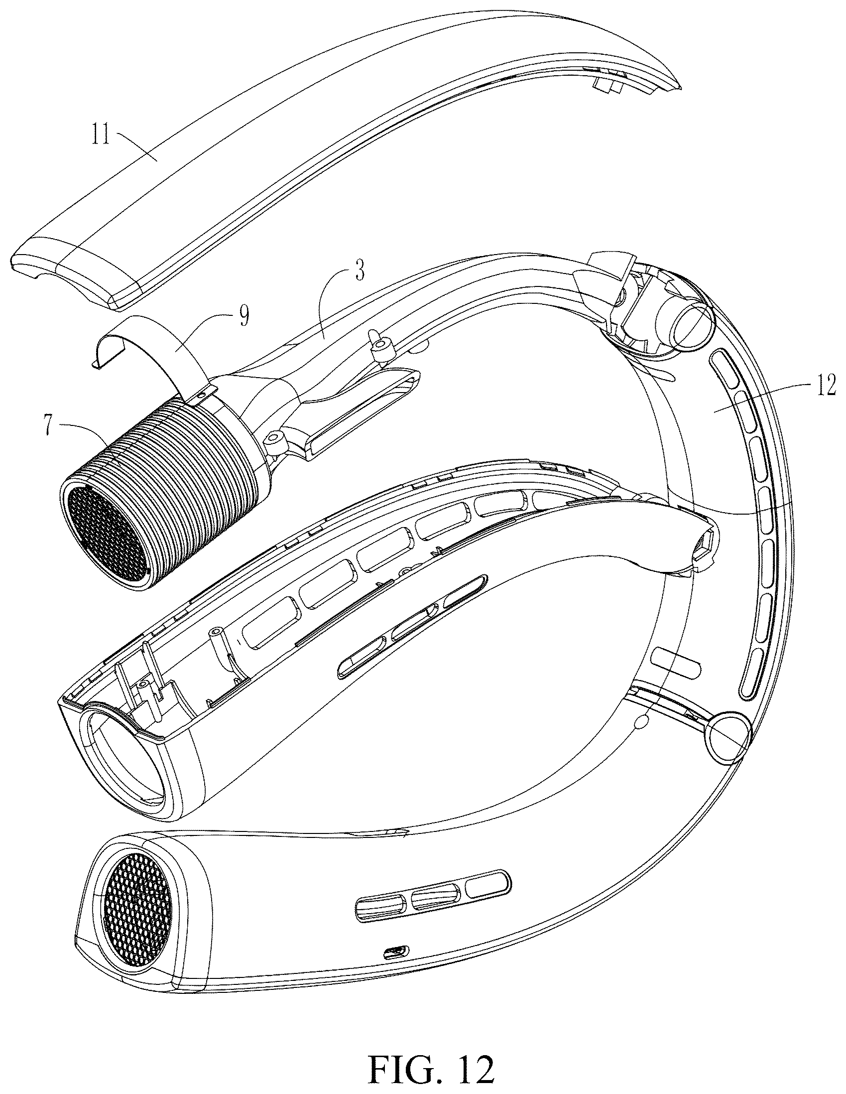 Patent US12366255 Figure 10 – Neck hanging fan