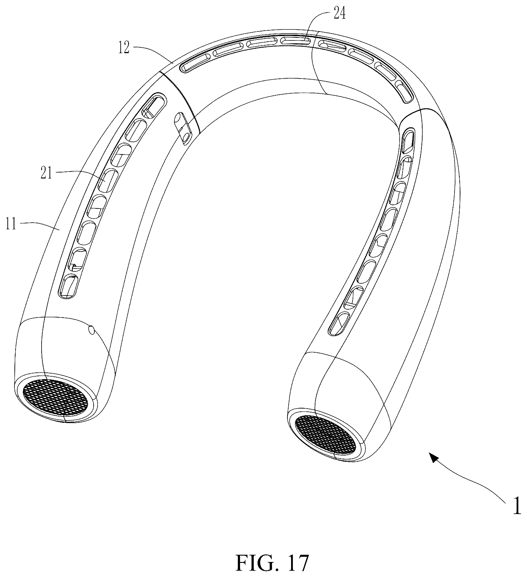 Patent US12366255 Figure 15 – Neck hanging fan