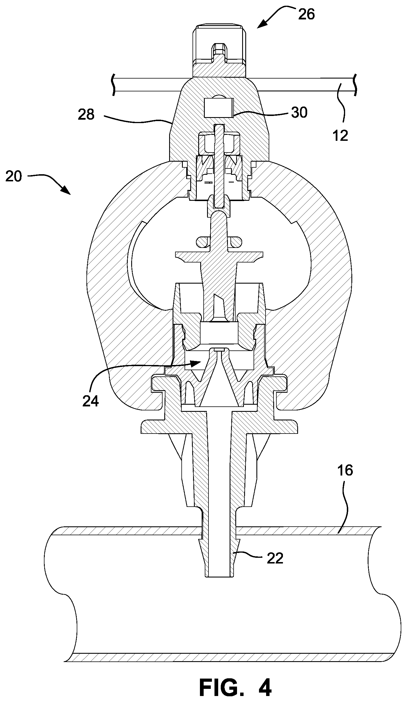 Patent US12366259 Figure 3 – Sprinkler with trellis wire mounting clip