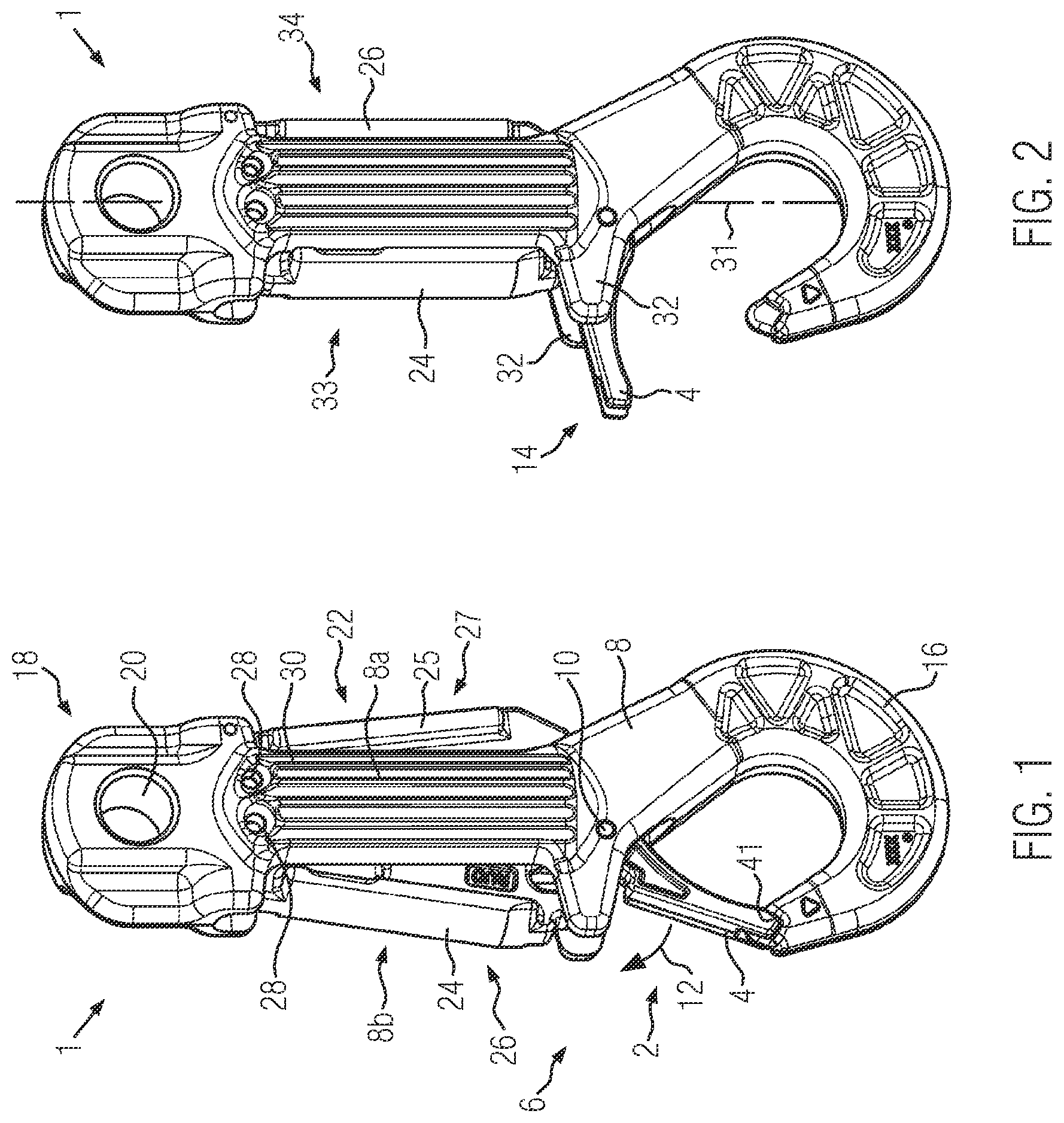 Patent US12366262 Figure 1 – Underwater hook with actuation button and release button