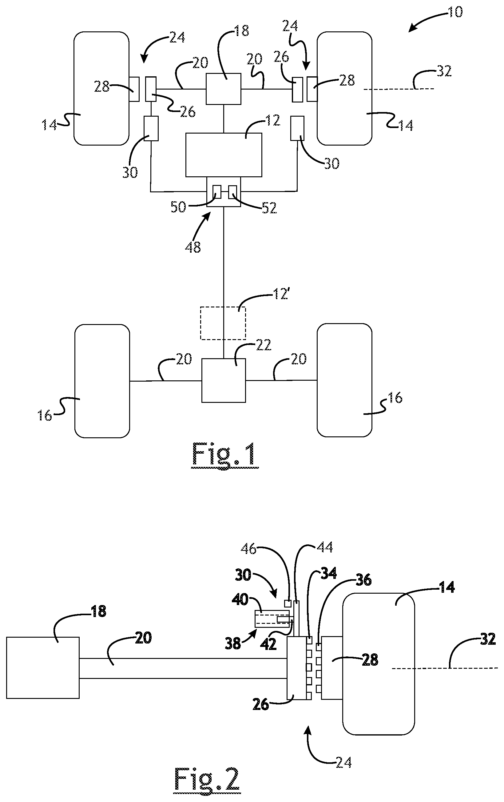 Patent US12366268 Figure 1 – Actuator control for drivetrain disconnect assembly