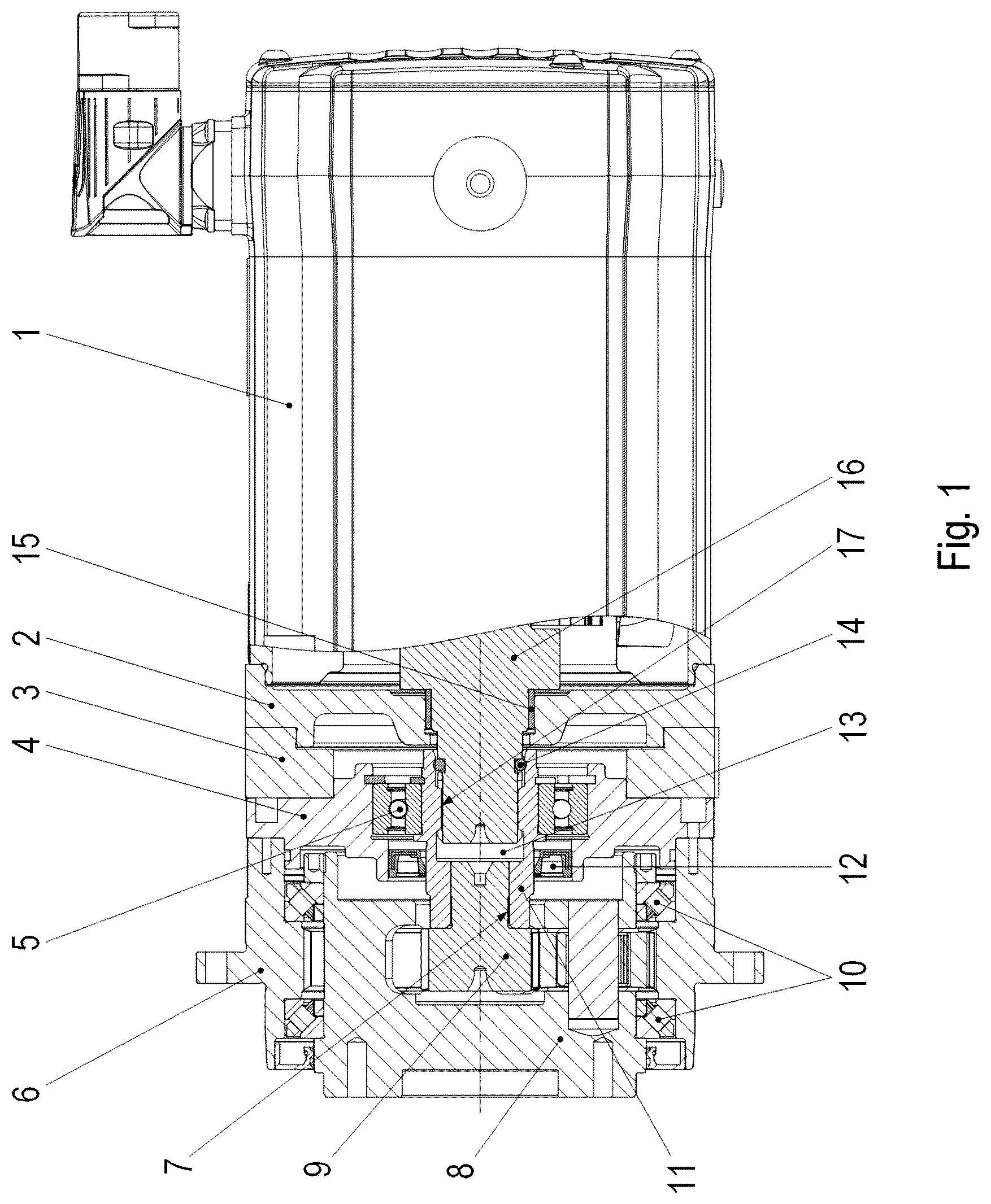Patent US12366282 Figure 1 – Gear motor including an electric motor and a gearbox