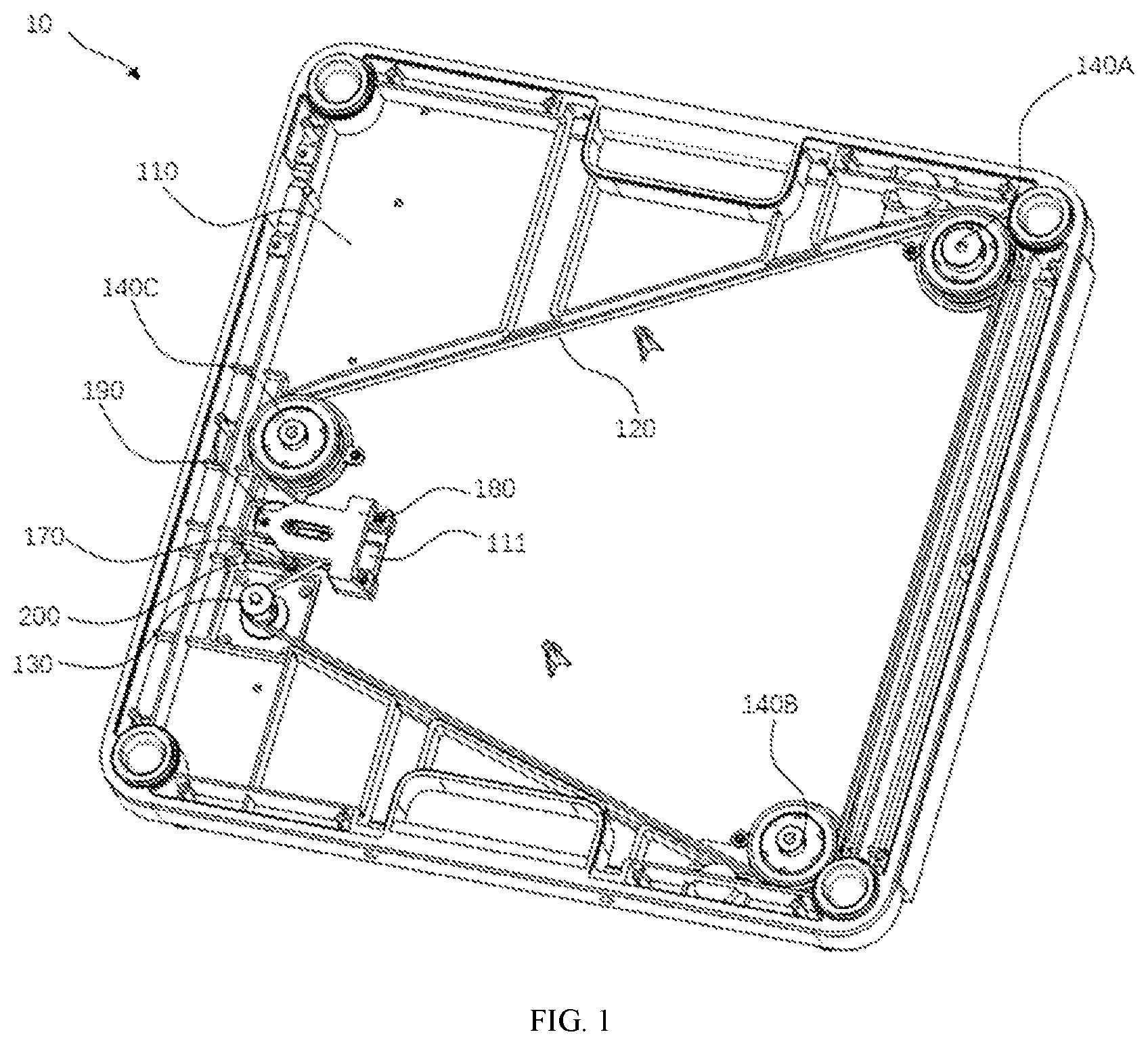 Patent US12366284 Figure 1 – Belt tensioning mechanism for 3D printer and 3D printer