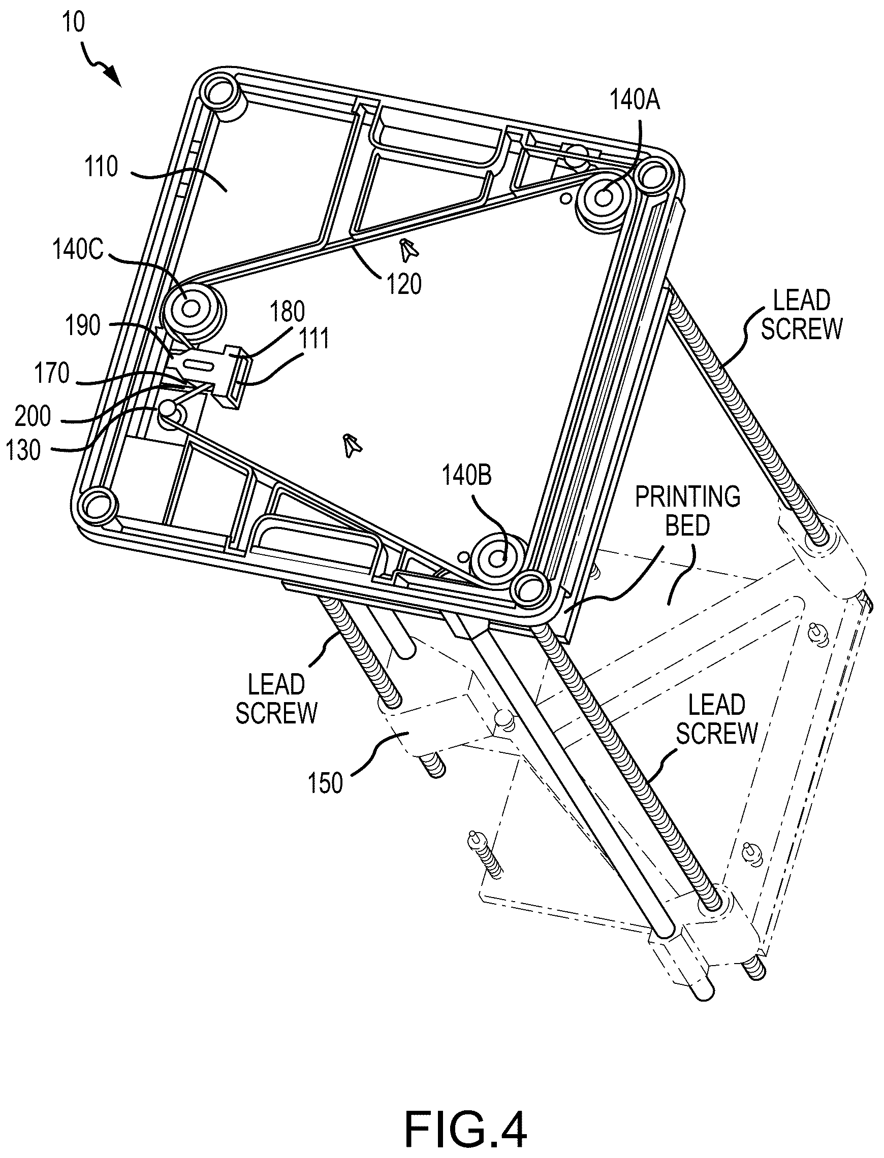 Patent US12366284 Figure 4 – Belt tensioning mechanism for 3D printer and 3D printer
