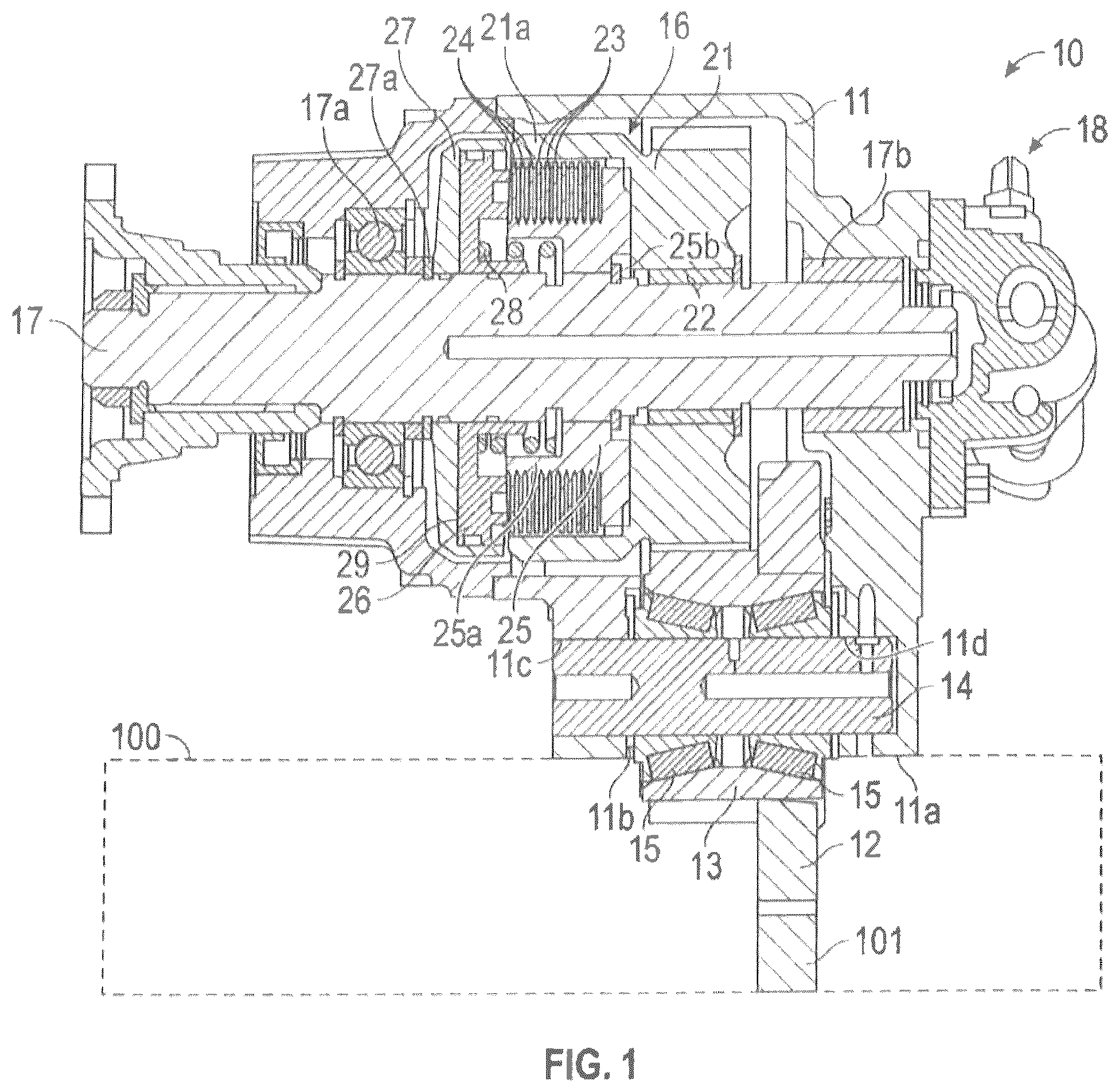 Patent US12366289 Figure 1 – Eddy current damper for power take-off gear rattle abatement