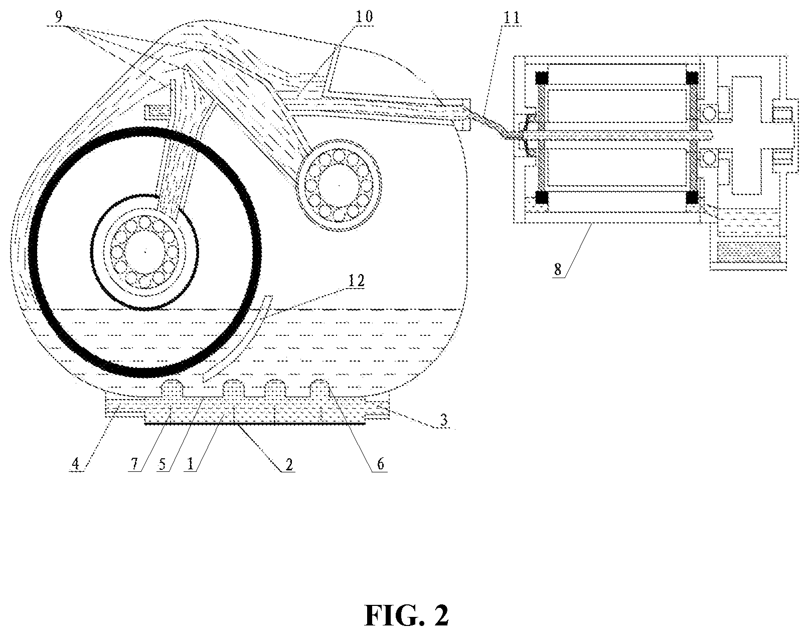 Patent US12366290 Figure 2 – Speed reducer casing and electric drive assembly