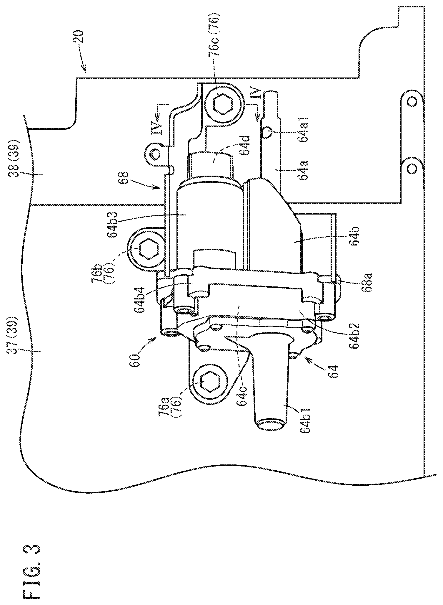 Patent US12366292 Figure 3 – Shift mechanism of outboard motor, and mount structure of shift mechanism