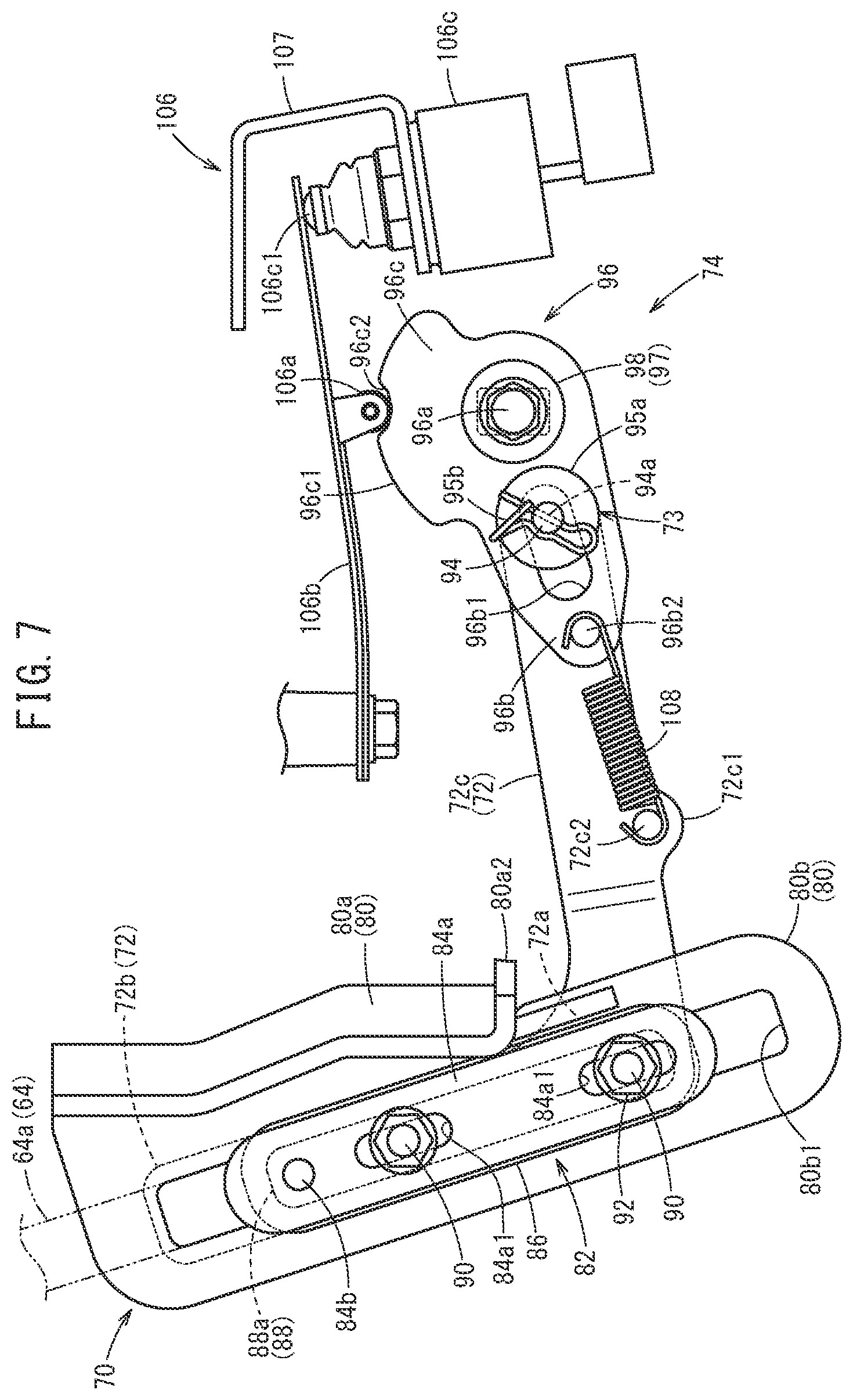 Patent US12366292 Figure 7 – Shift mechanism of outboard motor, and mount structure of shift mechanism