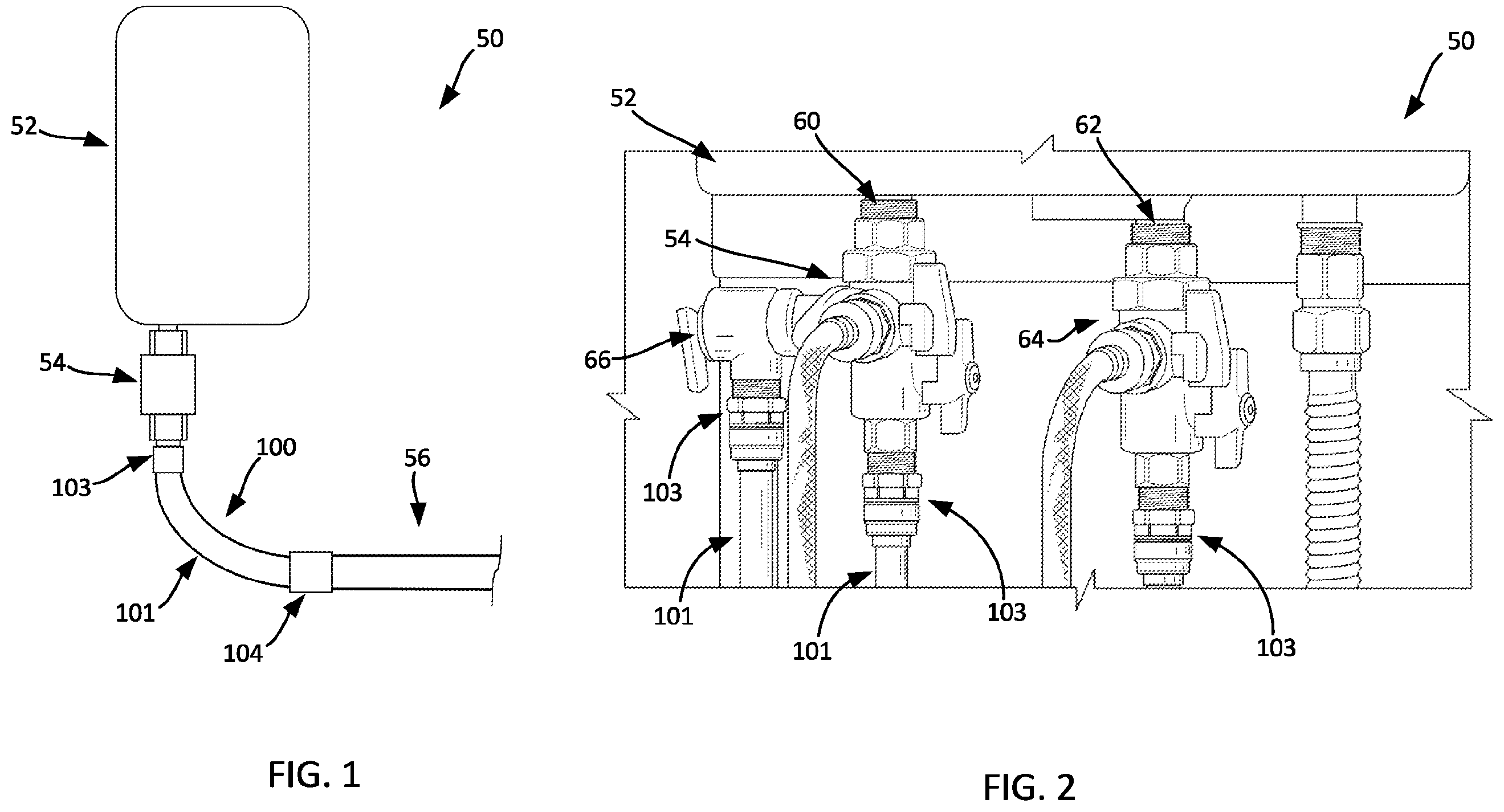 Patent US12366313 Figure 1 – Plumbing assembly with a swivel adapter and method of manufacturing the same