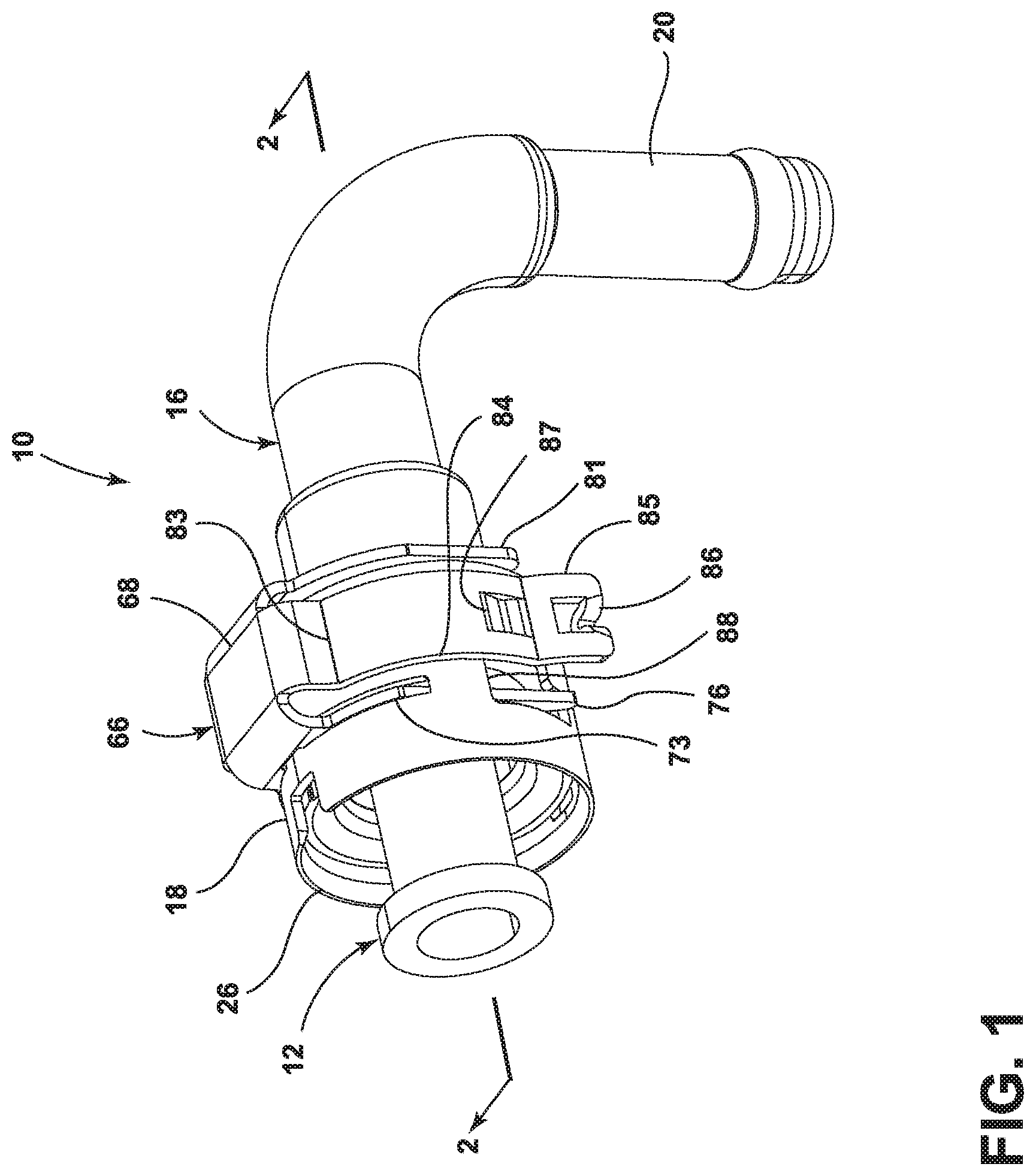Patent US12366315 Figure 1 – Quick connector with seal retention by floating retaining ring