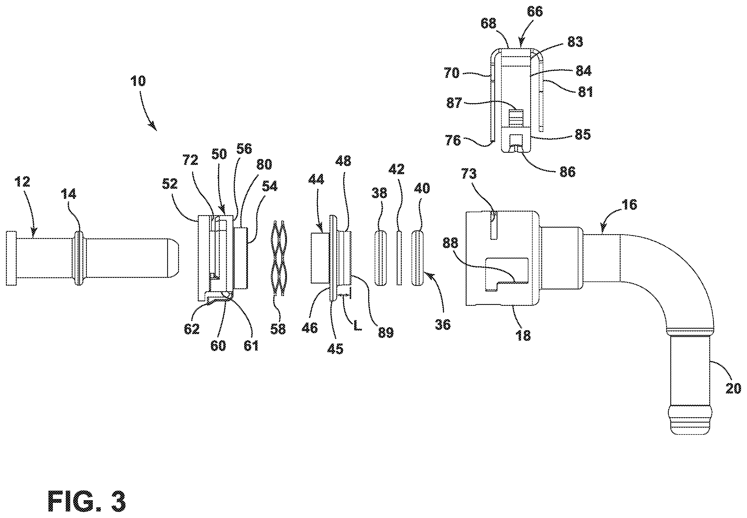 Patent US12366315 Figure 3 – Quick connector with seal retention by floating retaining ring