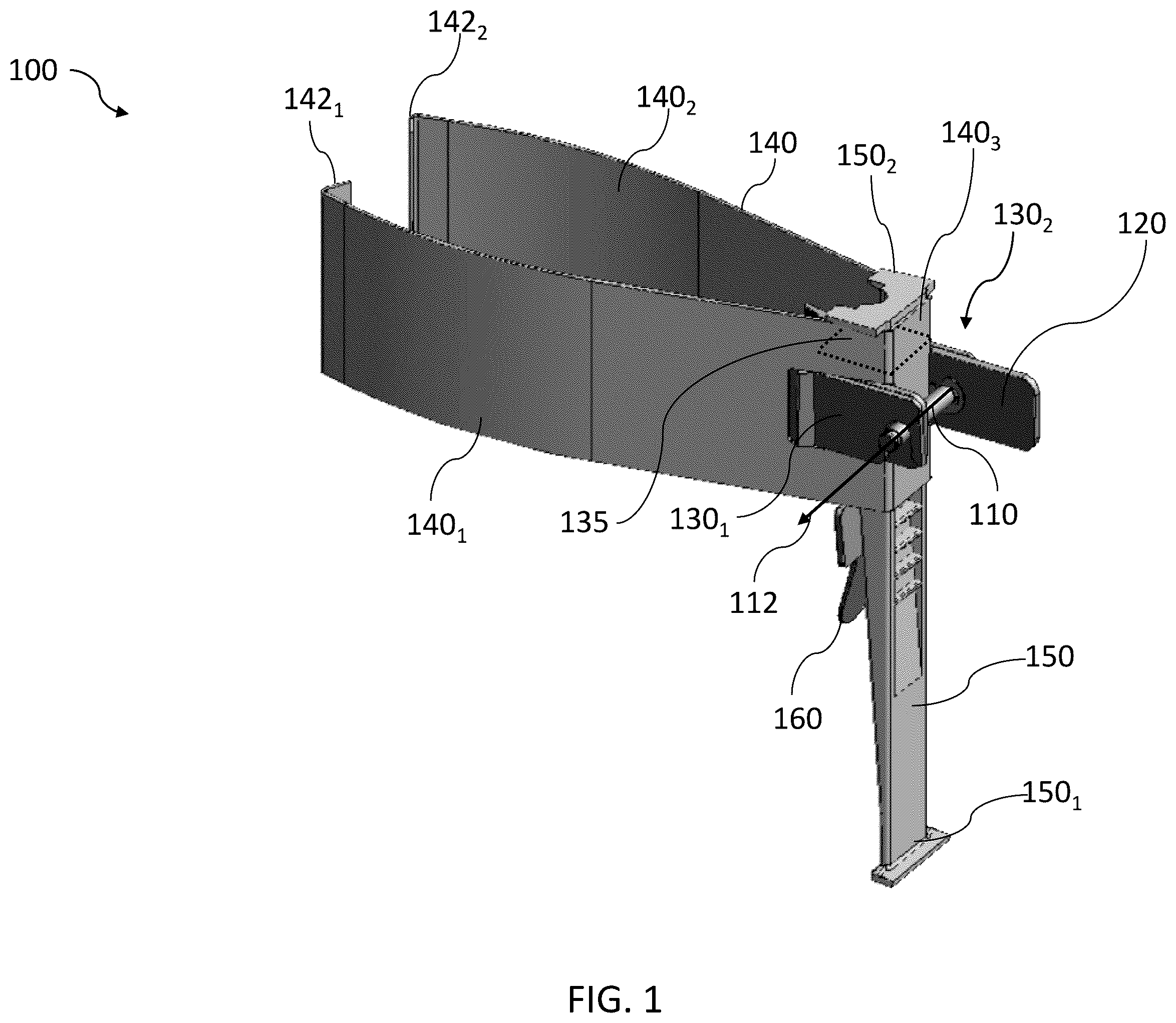 Patent US12366323 Figure 1 – Bracket assembly and method for supporting a portable element on a structure element