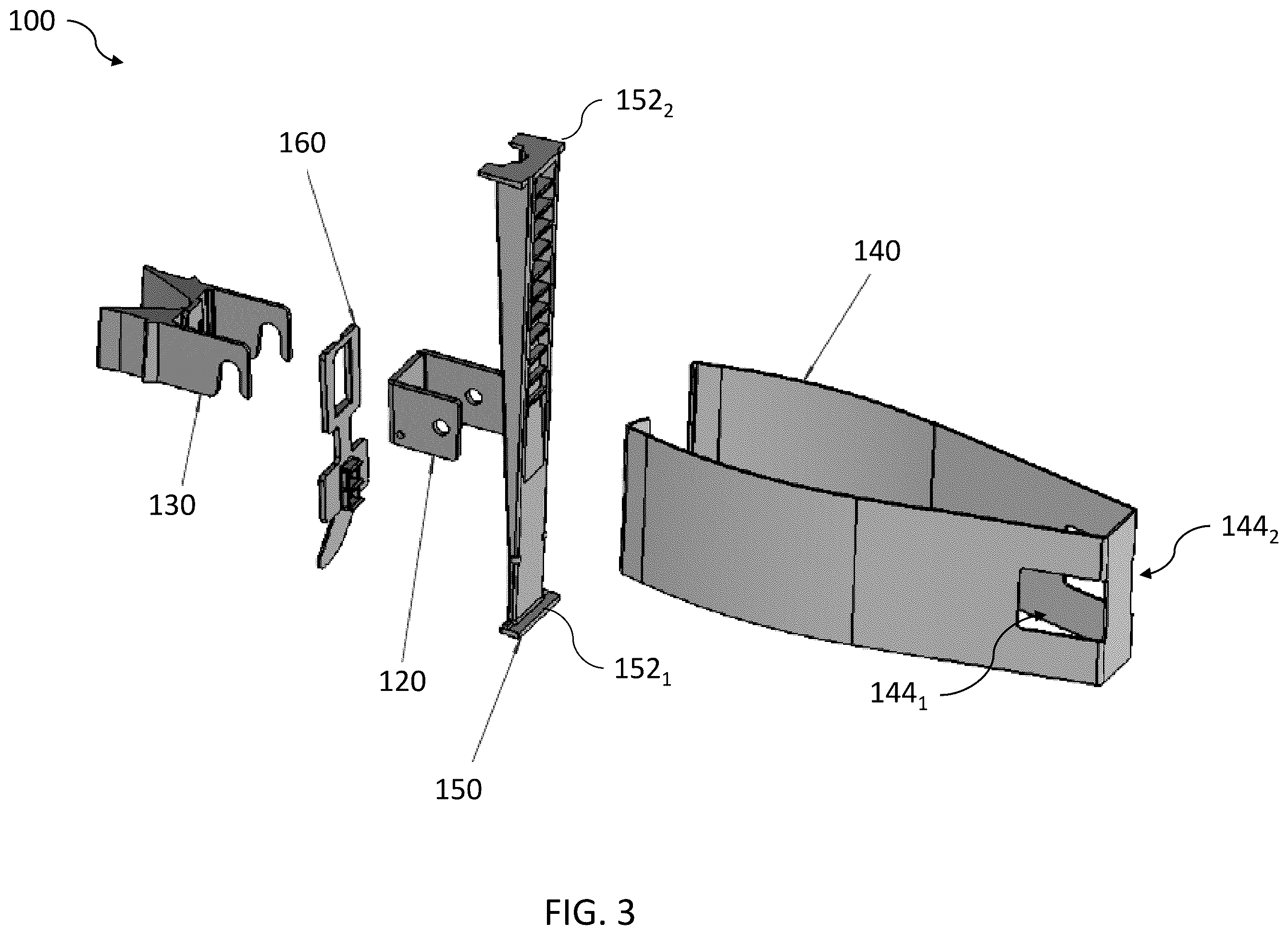 Patent US12366323 Figure 3 – Bracket assembly and method for supporting a portable element on a structure element