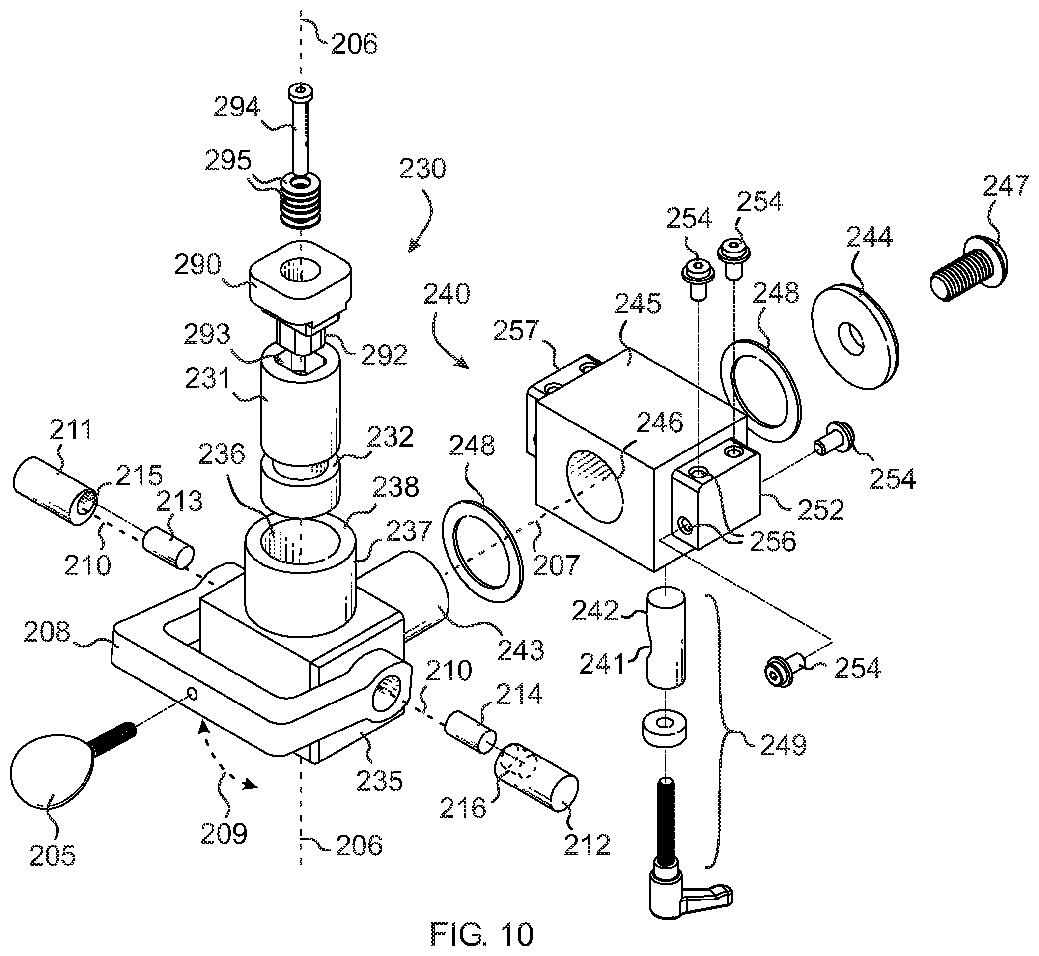 Patent US12366324 Figure 7 – Pivot structure for adjustably suspending equipment from a ceiling track