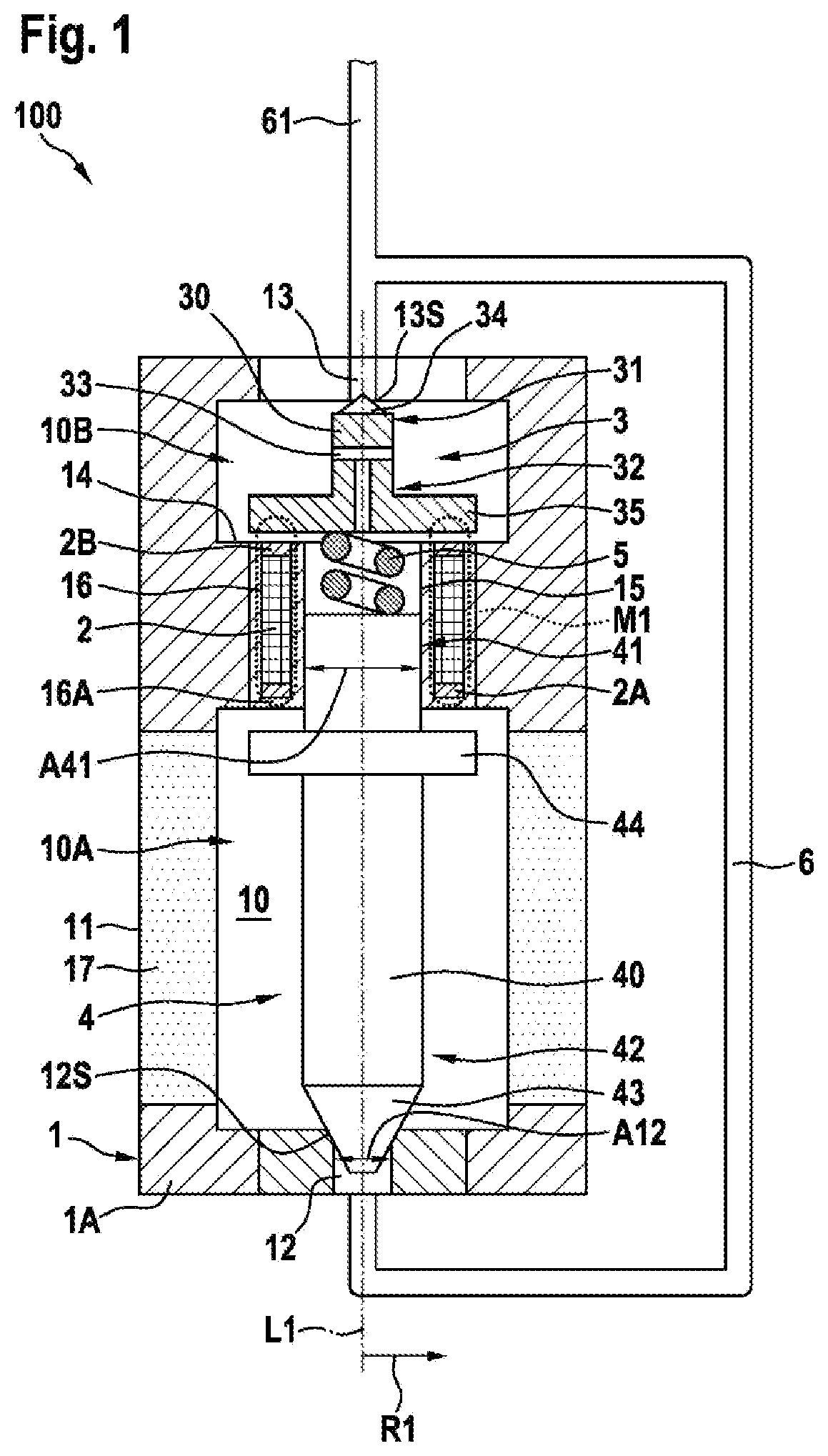 Patent US12366332 — Fuel cell system, gas tank device and shut-off valve for a gas tank device — Figure 1