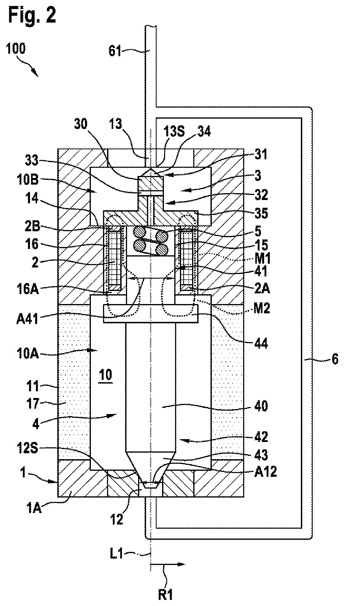 Patent US12366332 Figure 2 – Fuel cell system, gas tank device and shut-off valve for a gas tank device