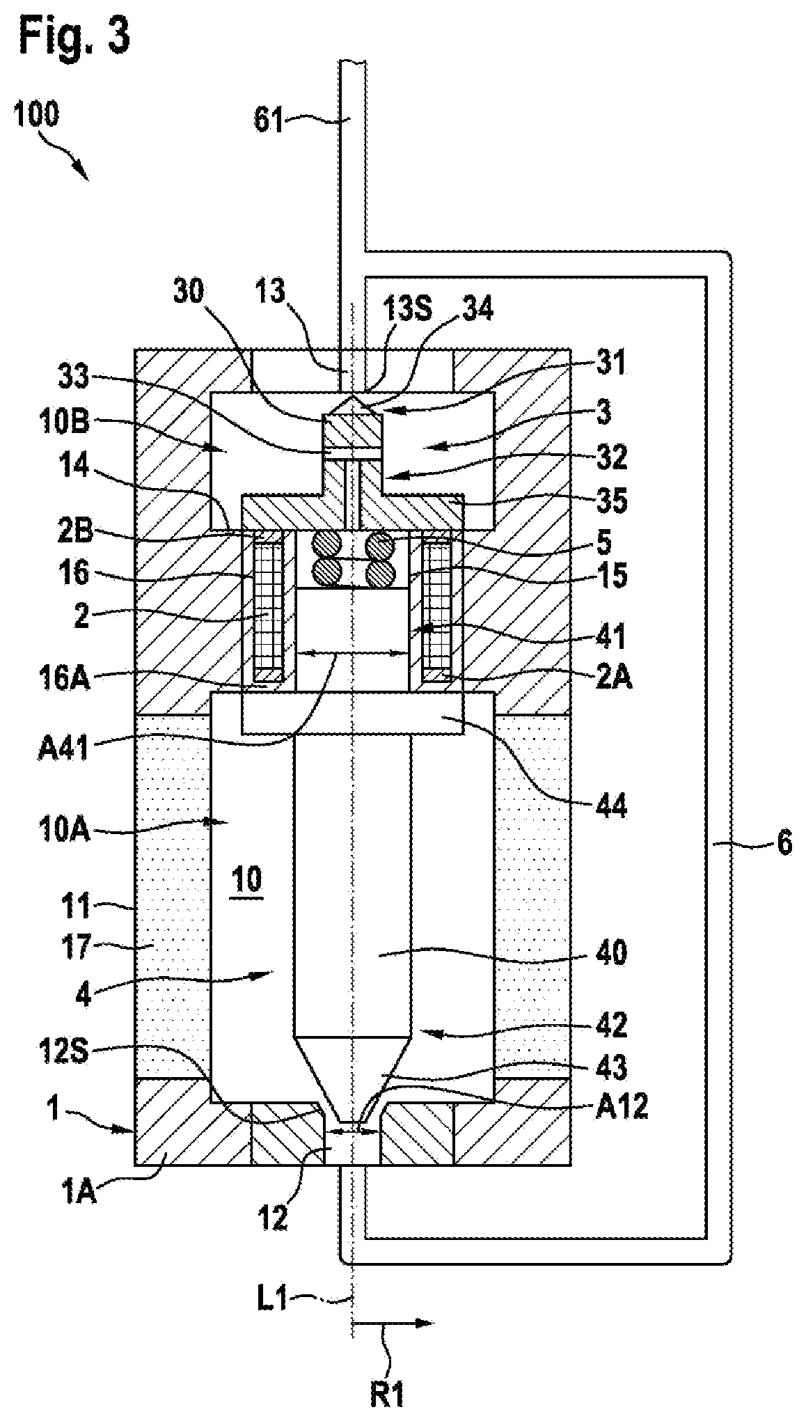 Patent US12366332 Figure 3 – Fuel cell system, gas tank device and shut-off valve for a gas tank device