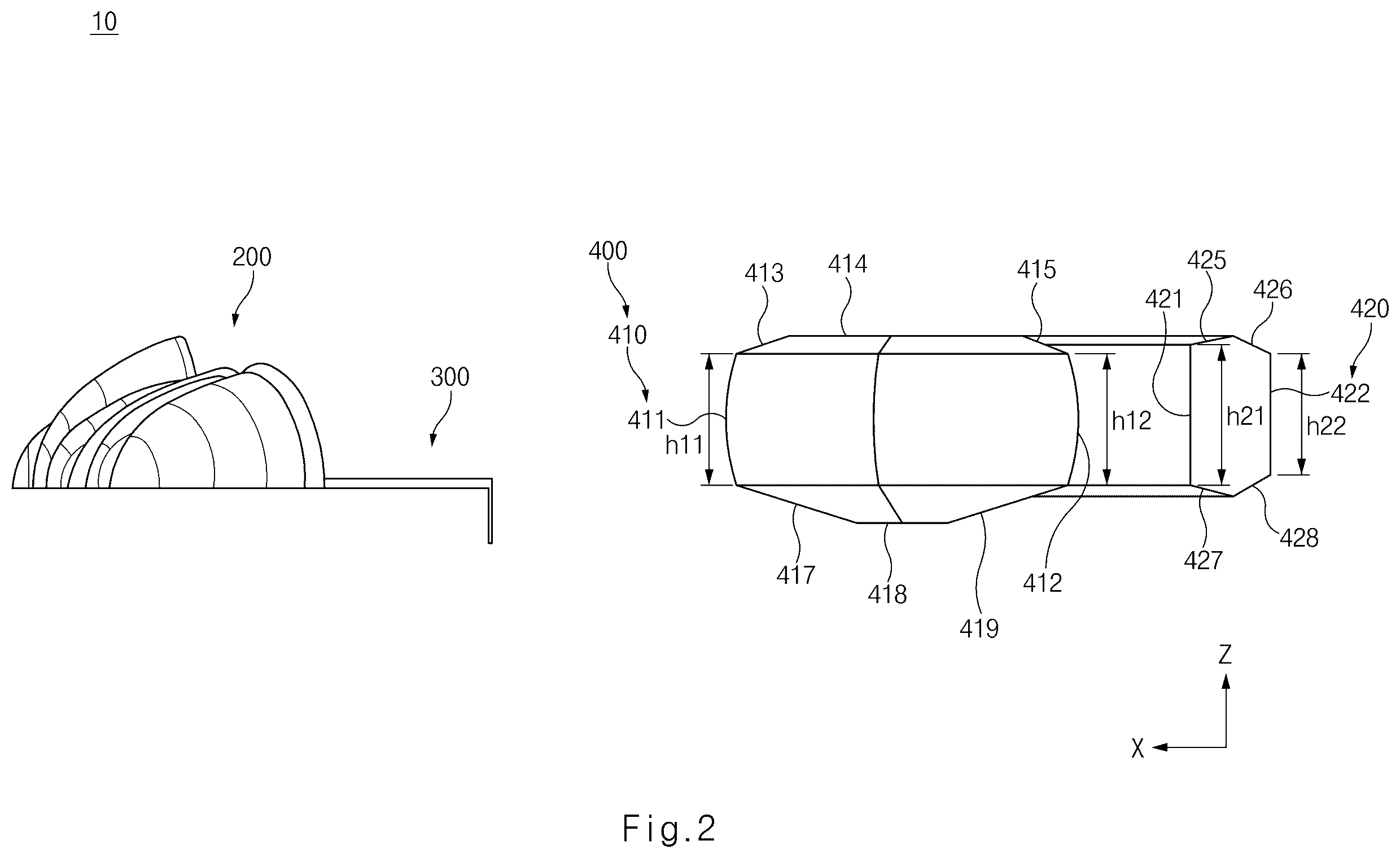 Patent US12366340 Figure 2 – Lamp for vehicle