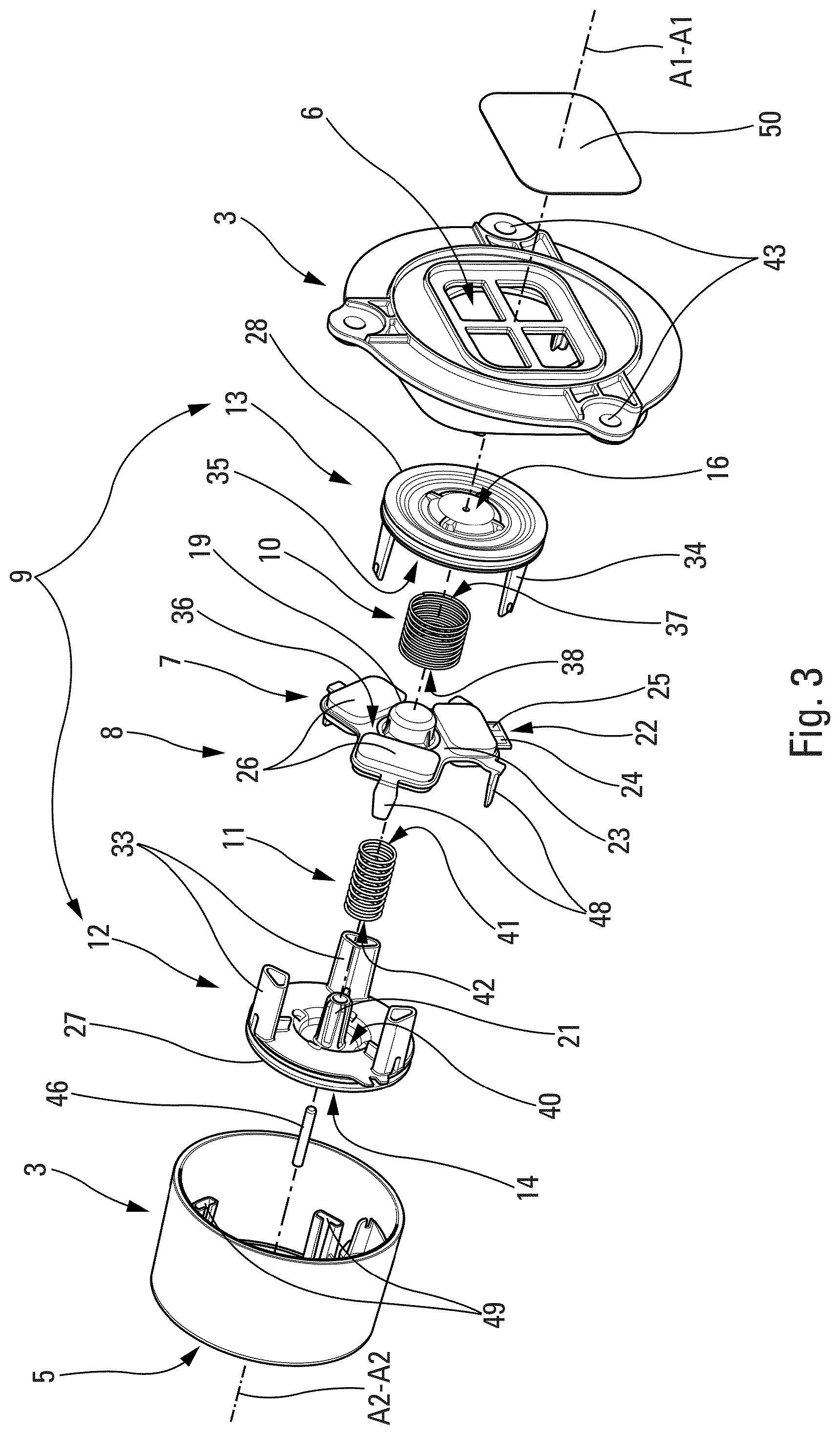 Patent US12366342 Figure 3 – Device for dehumidifying a closed casing