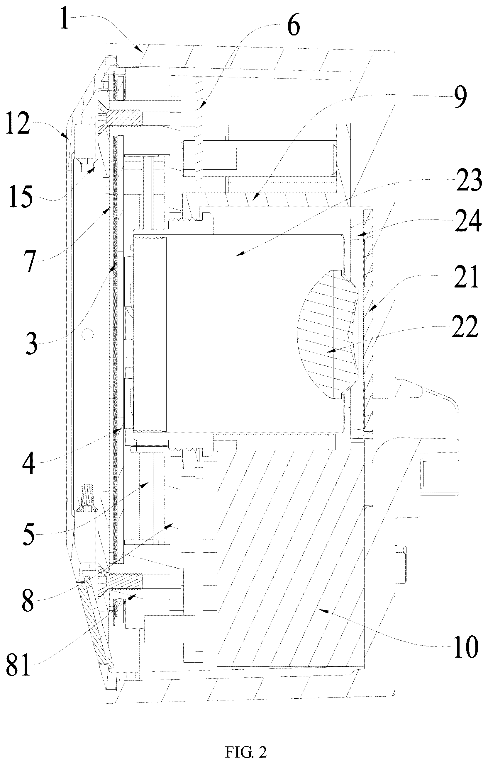 Patent US12366345 Figure 2 – Light fixture with motor-driven shaping of output light