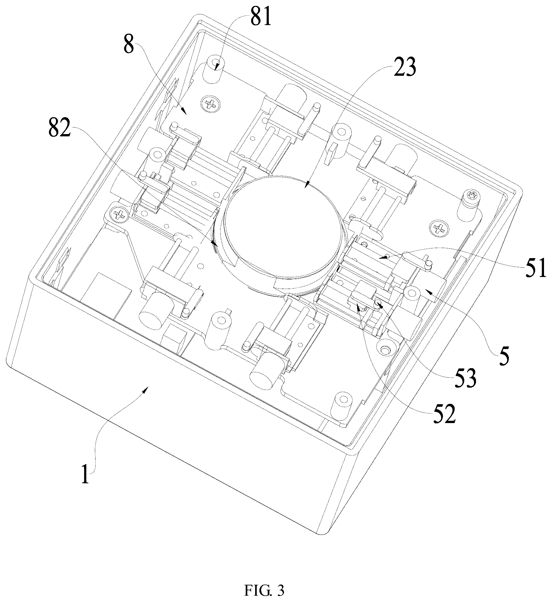 Patent US12366345 Figure 3 – Light fixture with motor-driven shaping of output light