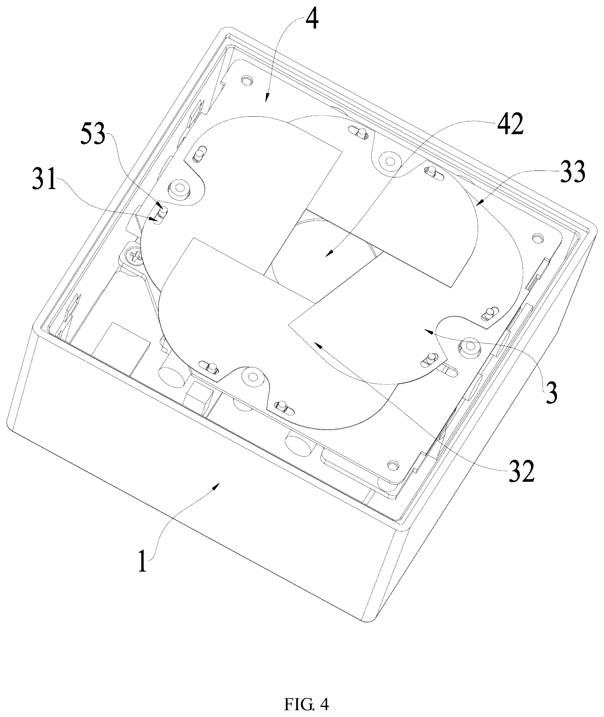 Patent US12366345 Figure 4 – Light fixture with motor-driven shaping of output light