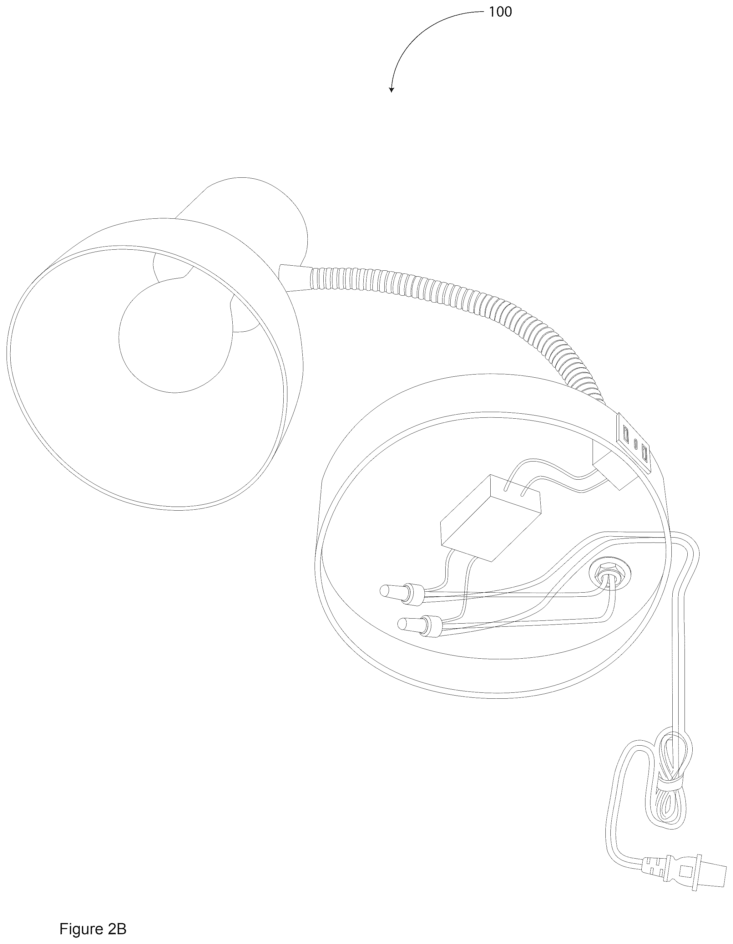 Patent US12366349 Figure 5 – Table lamp having USB charging ports and wireless charging module