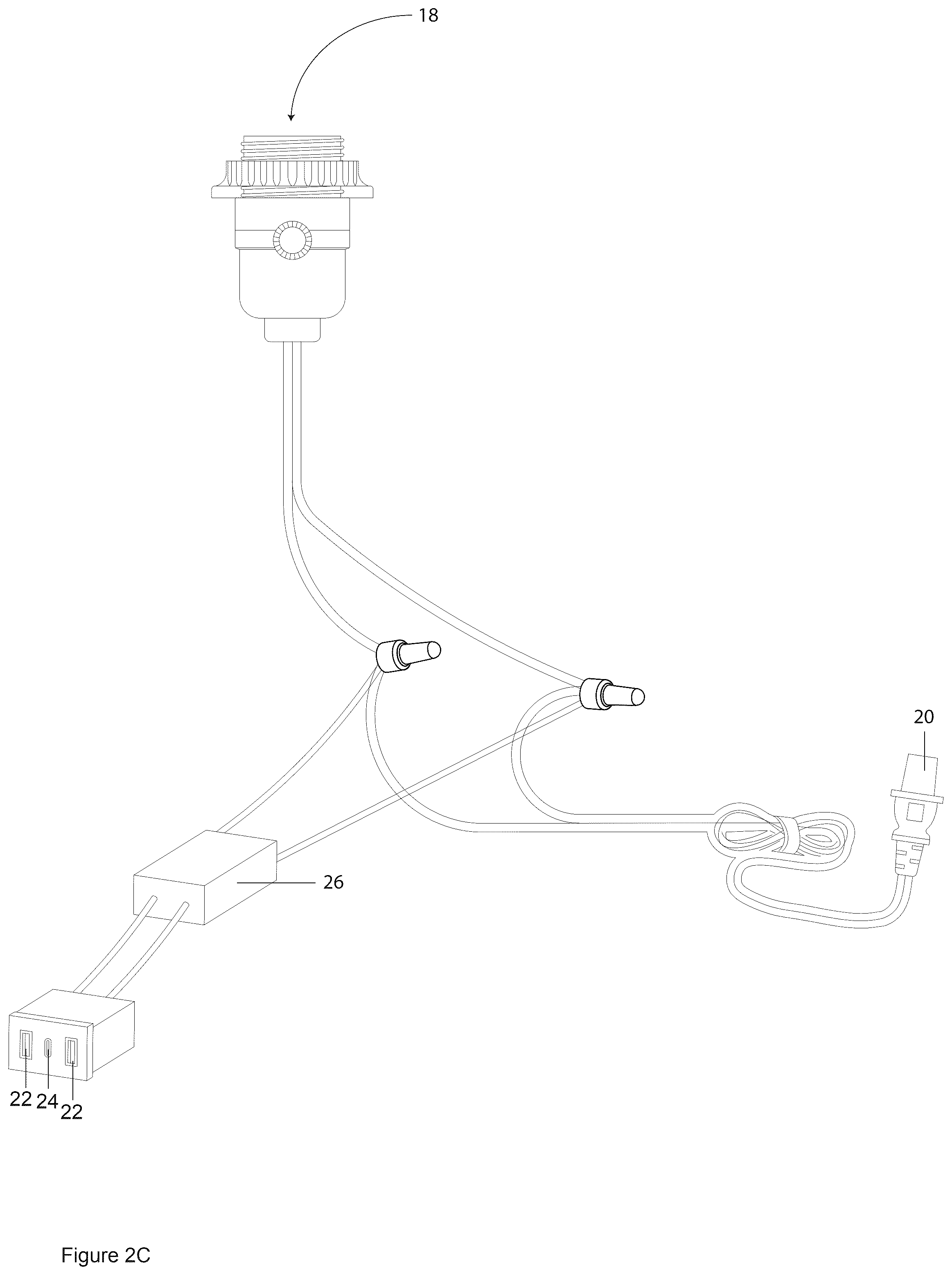 Patent US12366349 Figure 6 – Table lamp having USB charging ports and wireless charging module